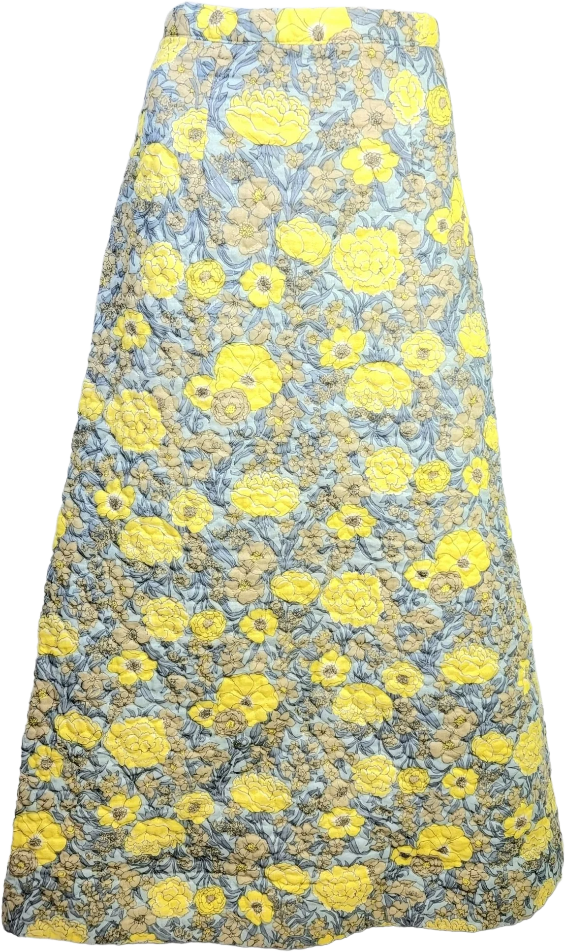 70s Colorful Floral Quilt Maxi Skirt High Women 28 M