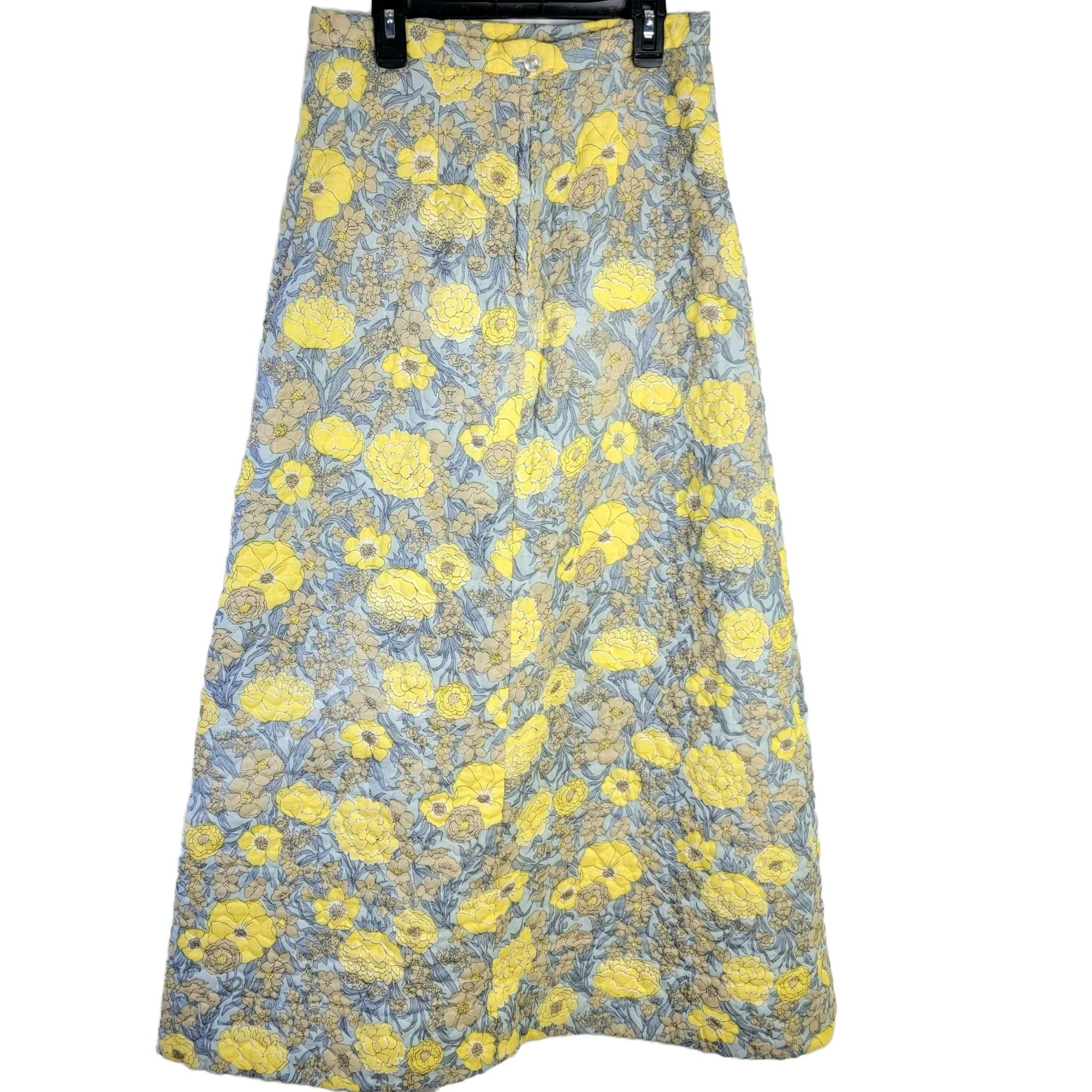 70s Colorful Floral Quilt Maxi Skirt High Women 28 M - Image 10