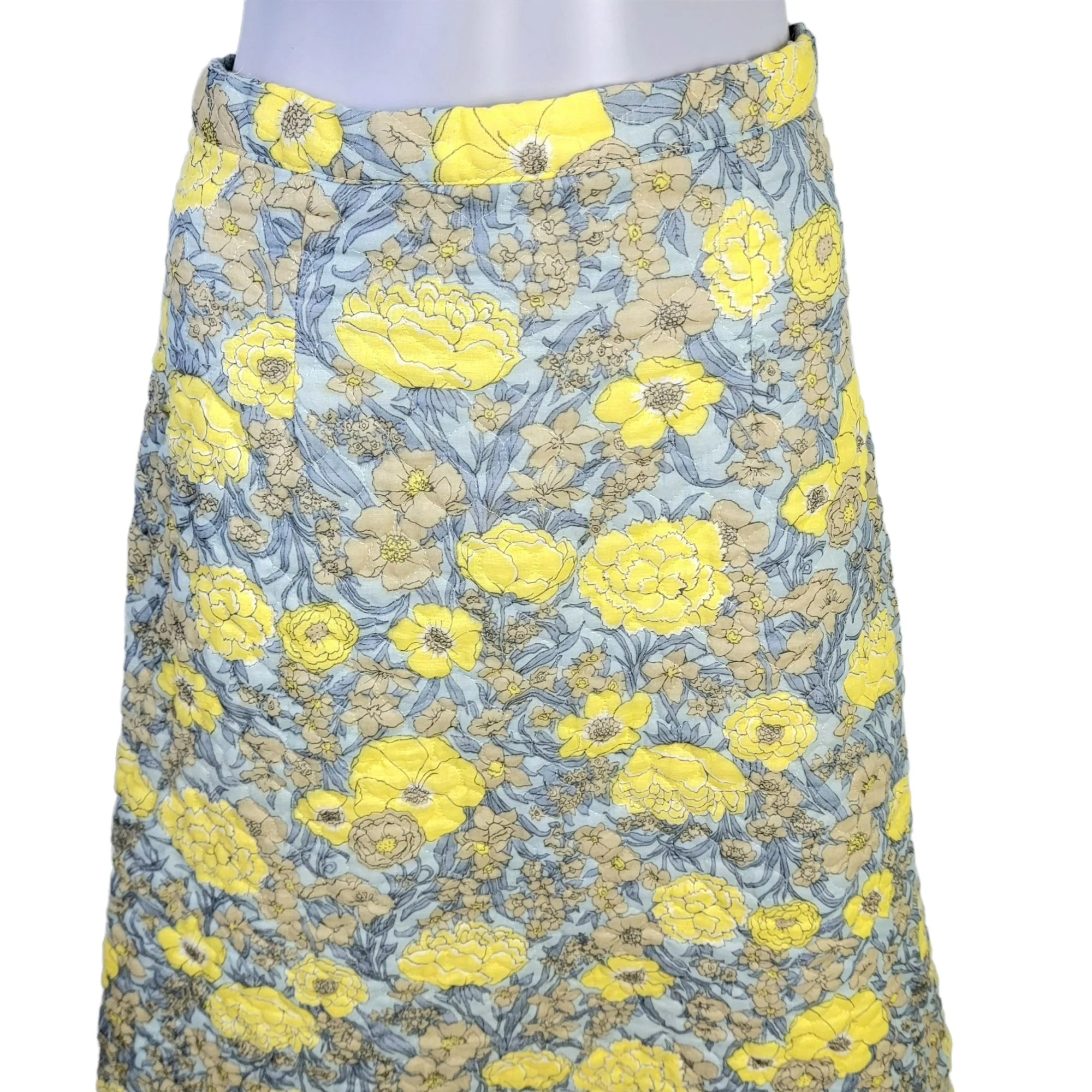 70s Colorful Floral Quilt Maxi Skirt High Women 28 M - Image 3
