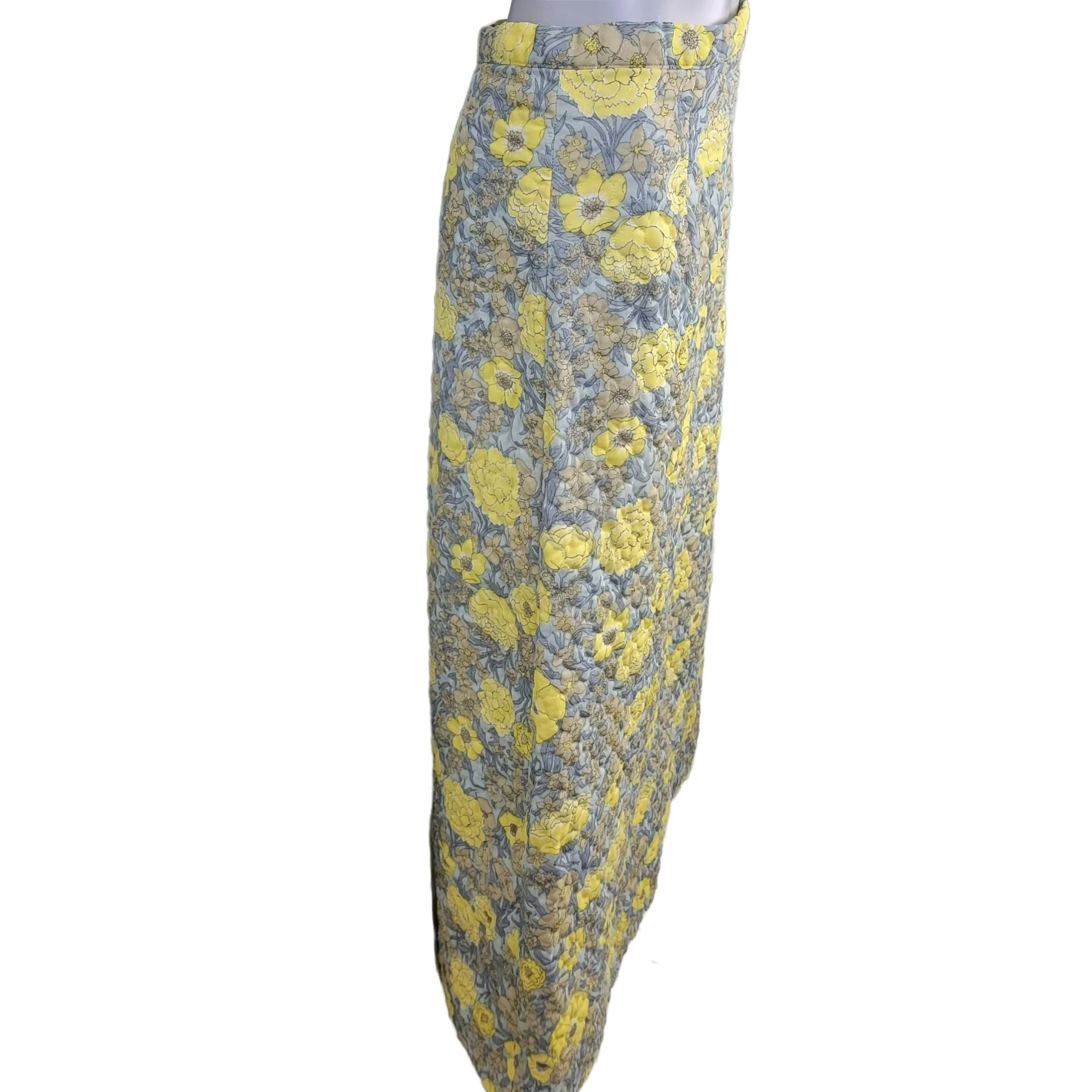 70s Colorful Floral Quilt Maxi Skirt High Women 28 M - Image 5