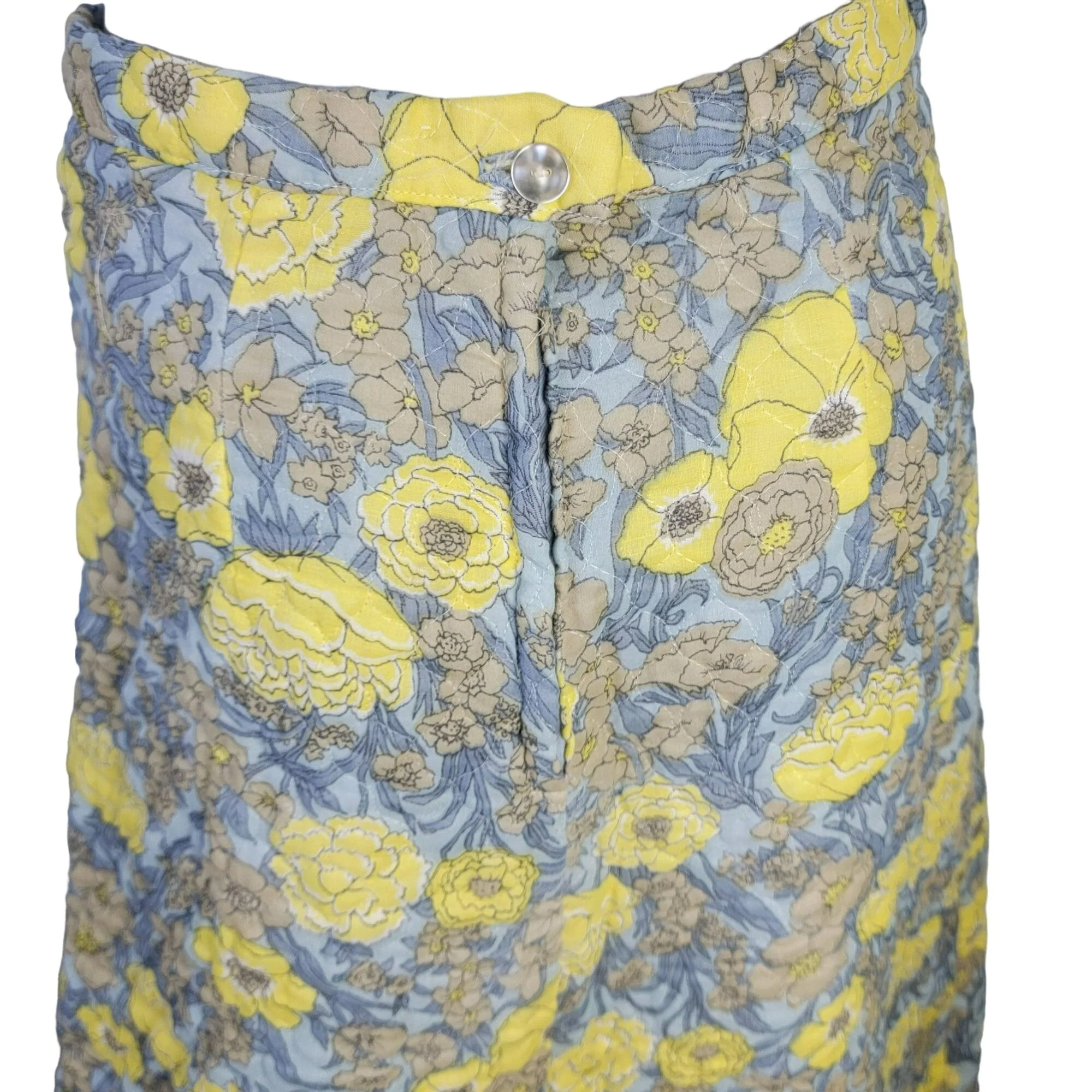 70s Colorful Floral Quilt Maxi Skirt High Women 28 M - Image 6