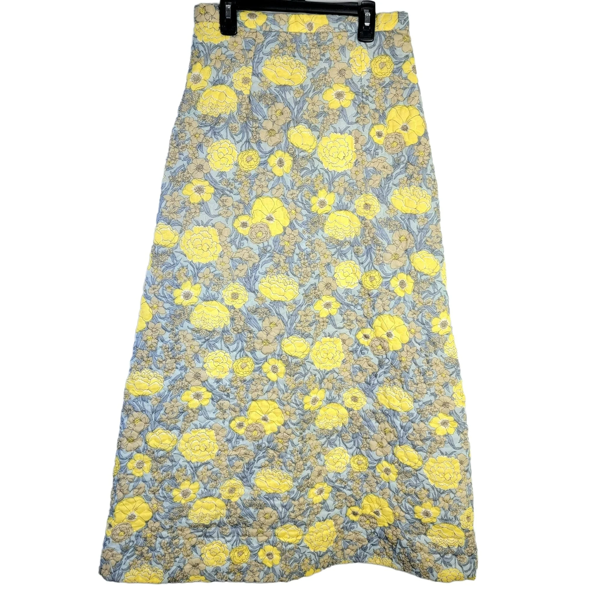 70s Colorful Floral Quilt Maxi Skirt High Women 28 M - Image 9
