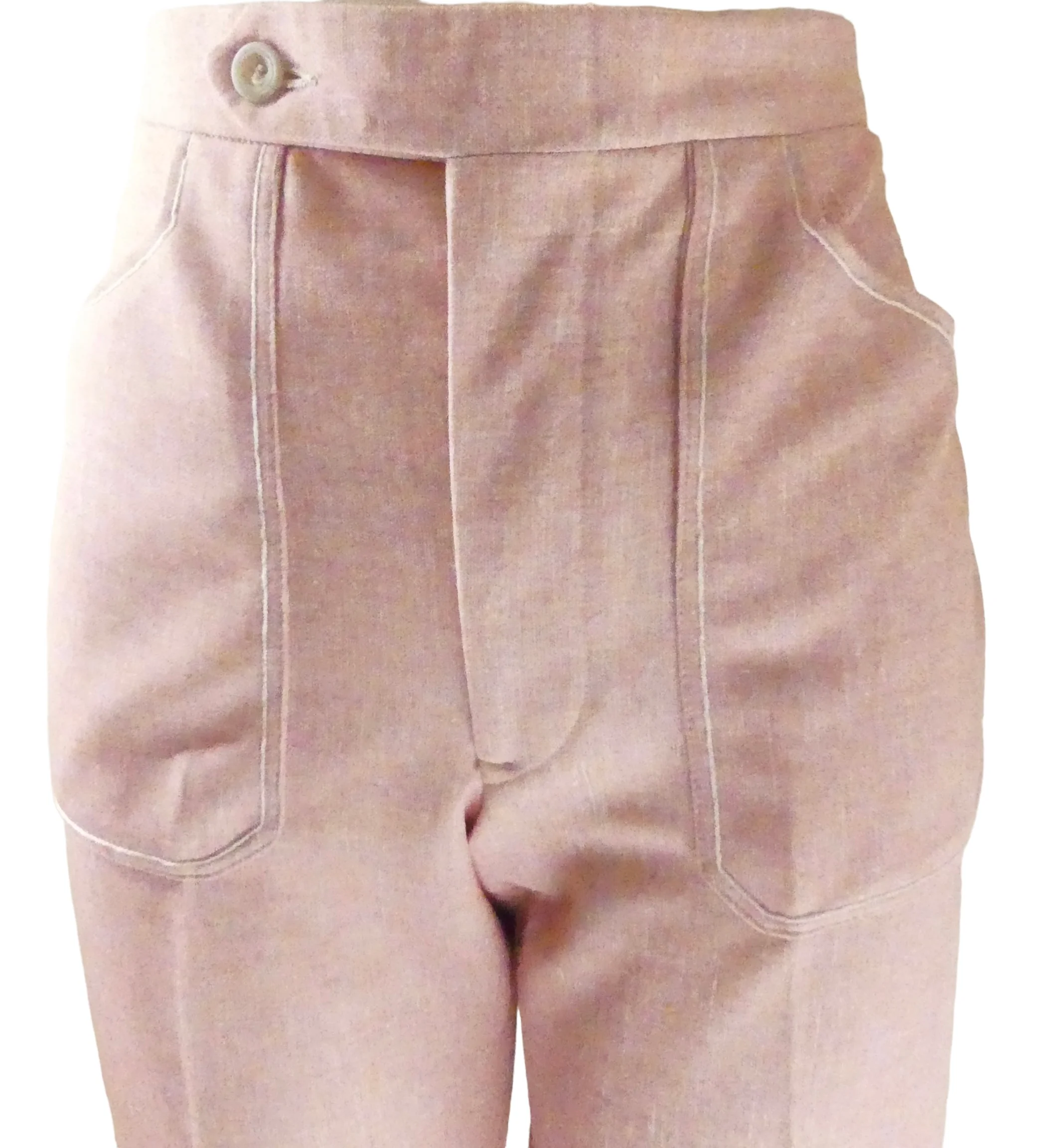 70s Coral Wide Leg Slacks With Topstitching Detail By Champion Slacks - Image 4