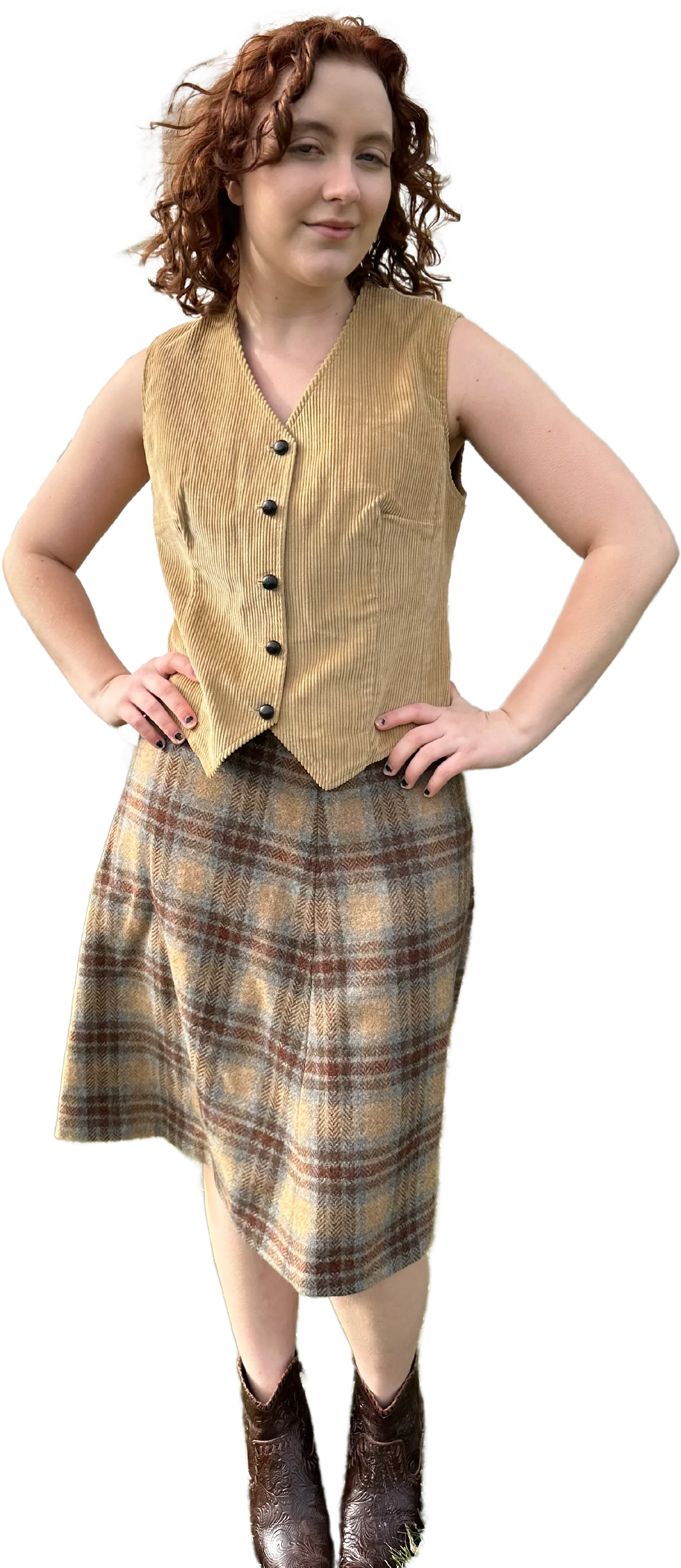 70s Corduroy Button Front Suit Vest By Orvis Fishing Tackle