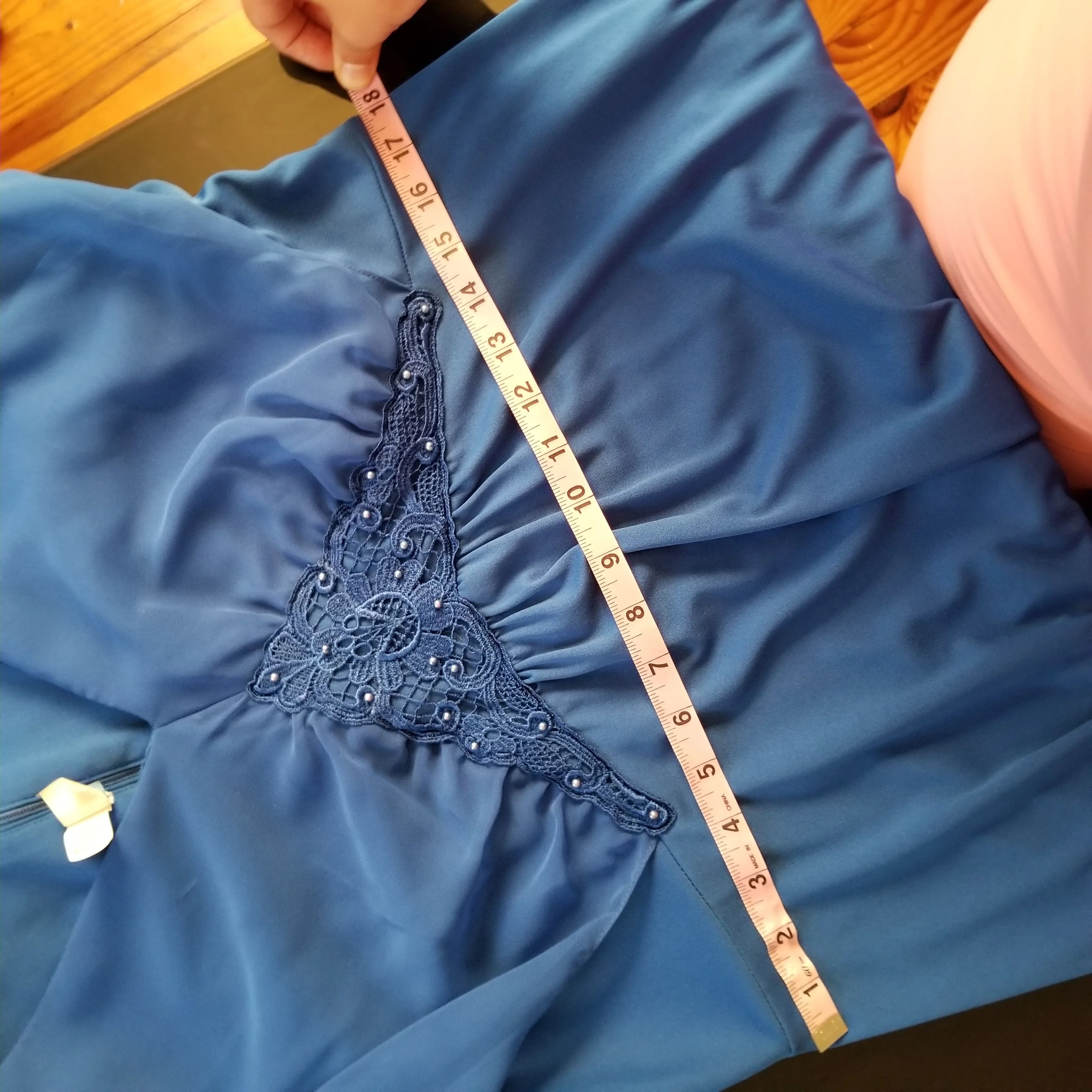 70s Cornflower Blue Gown With Empire Waist Detail - Image 10