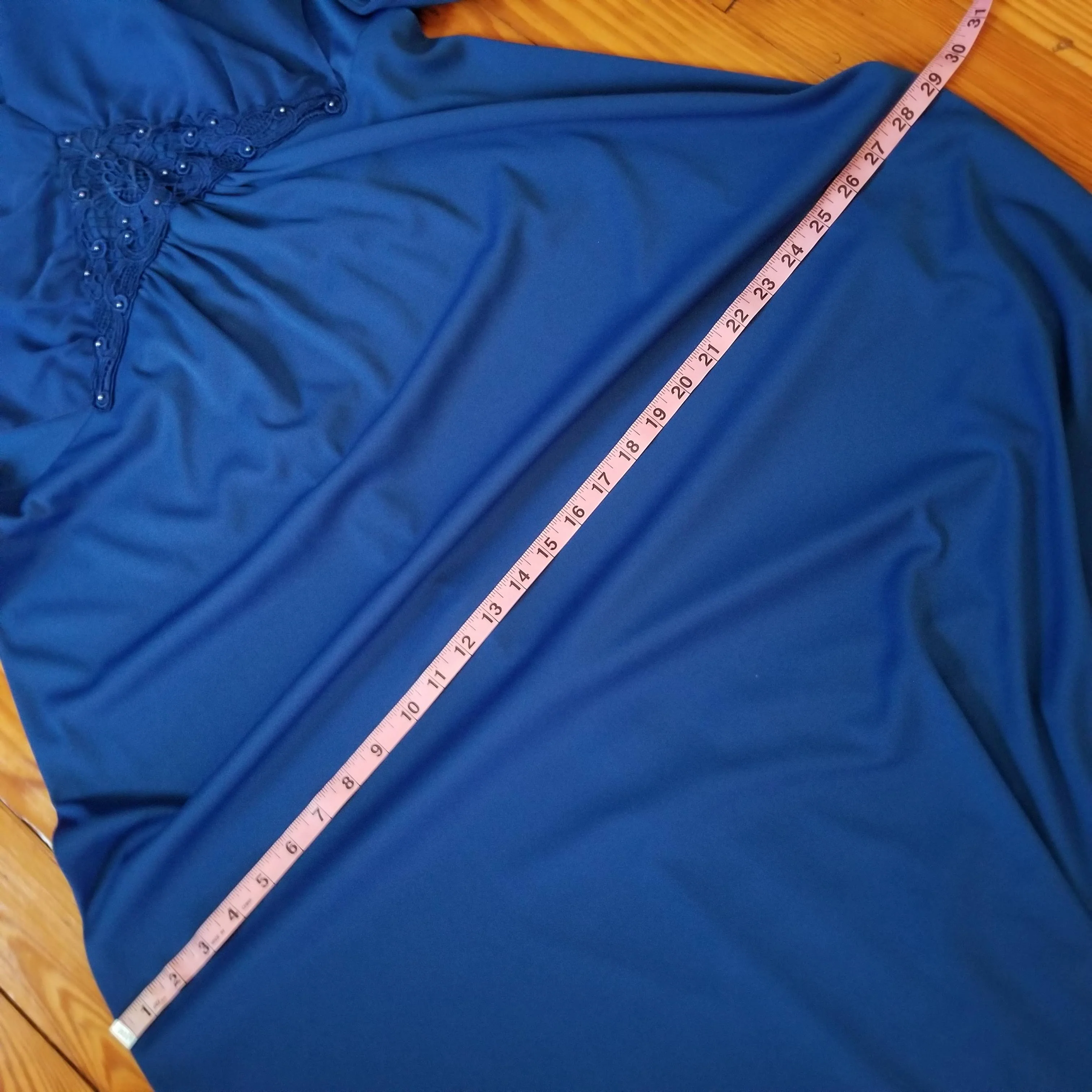 70s Cornflower Blue Gown With Empire Waist Detail - Image 11