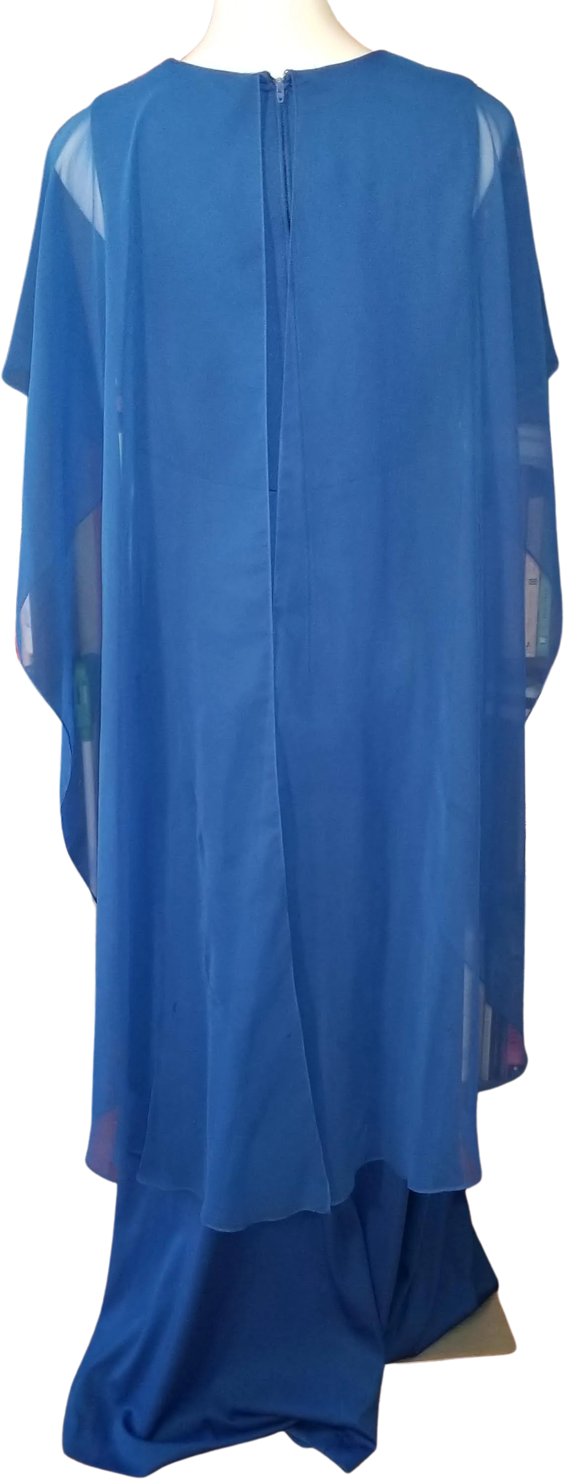 70s Cornflower Blue Gown With Empire Waist Detail - Image 2