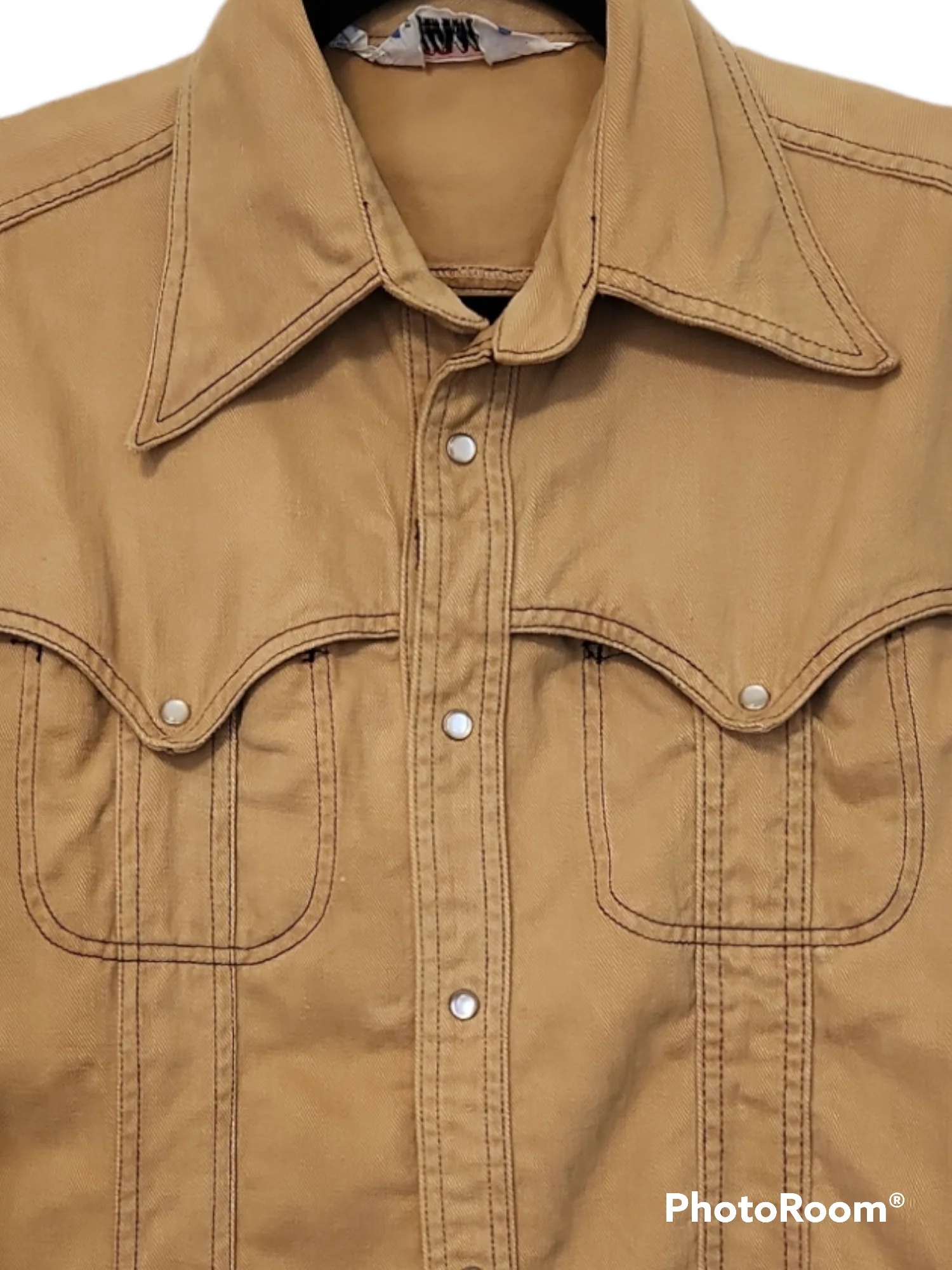 70s Cotton Chambray Snap Up Western Shirt Jacket By Hot Line by Century Shirt Co - Image 3