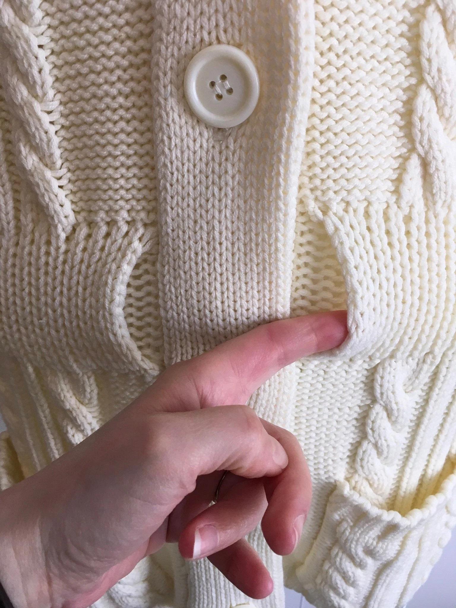 70's Cream Cable Knit Shawl Cardigan by K Mart - Image 5
