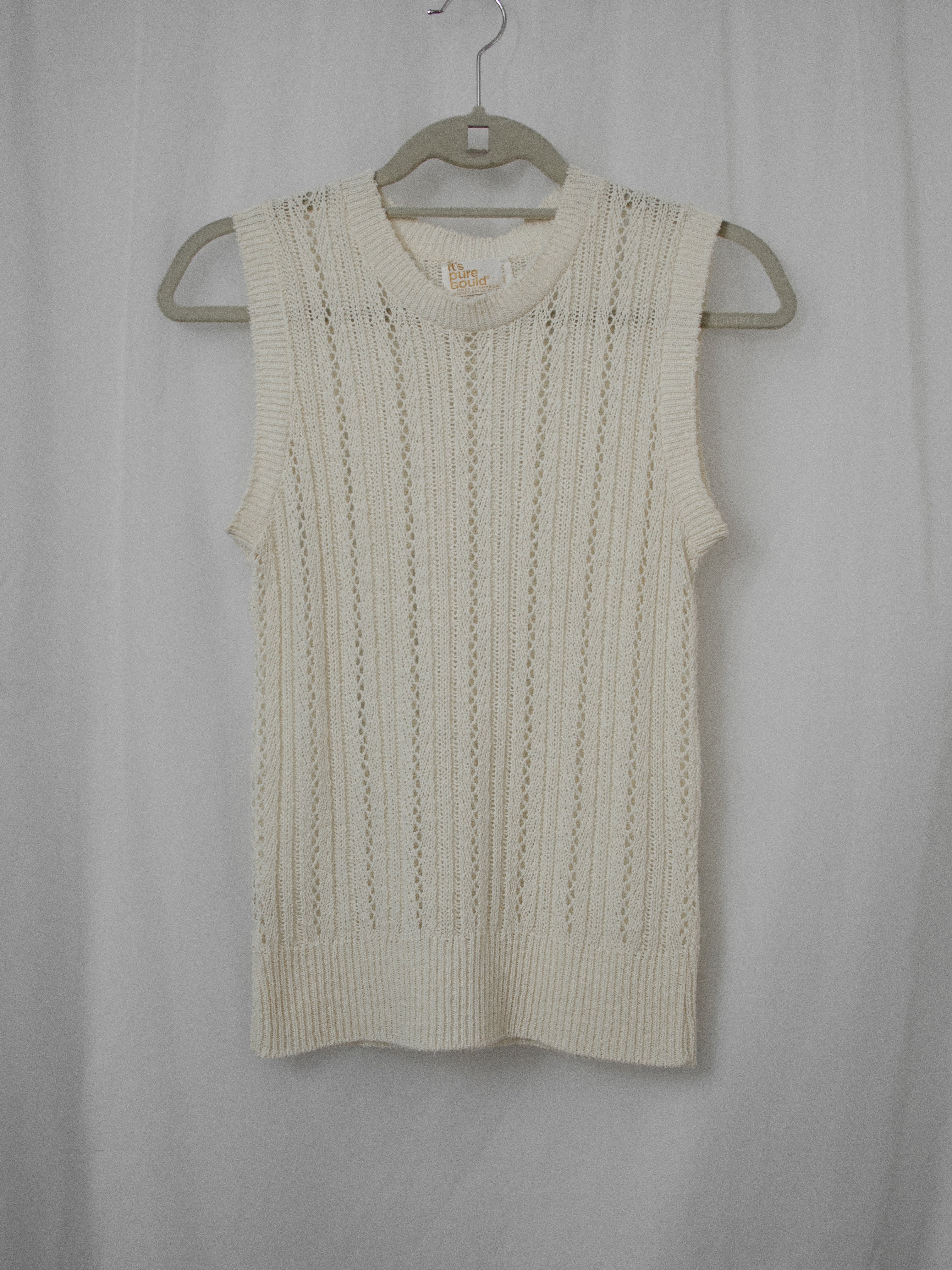 70s Cream Knit Sweater Vest - Image 4
