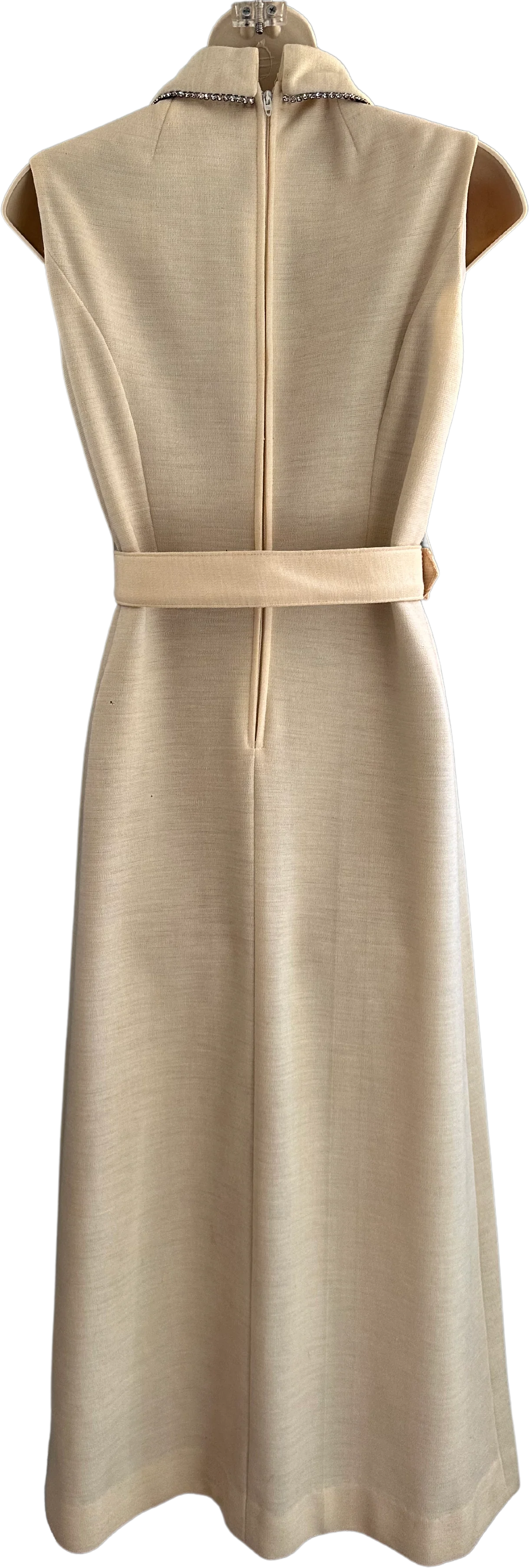70s Cream Maxi Dress With Rhinestones By Caron of Chicago - Image 2