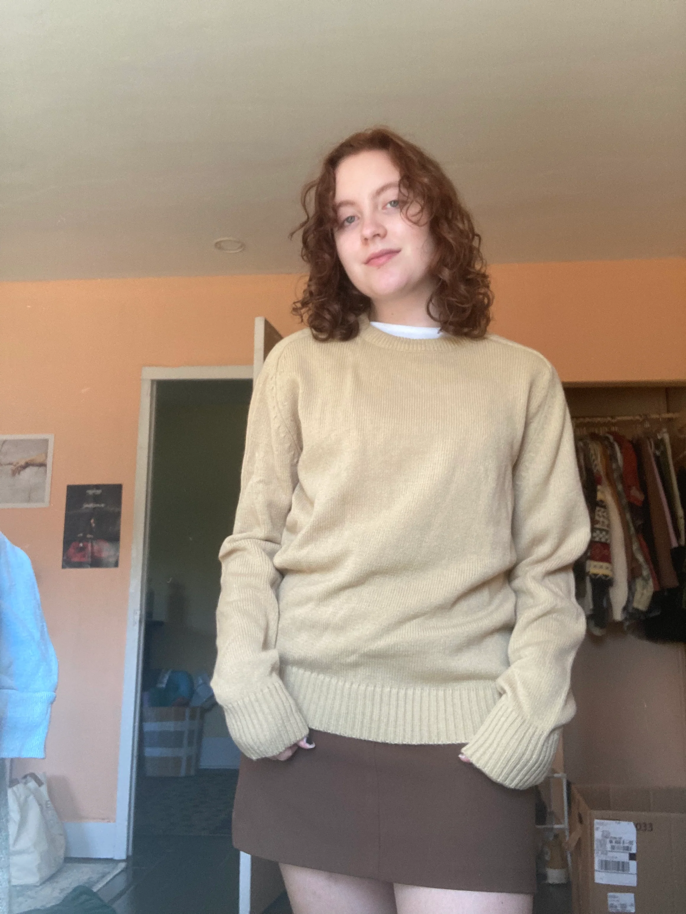 70s Crewneck Simple Tan Sweater By Montgomery Ward - Image 3