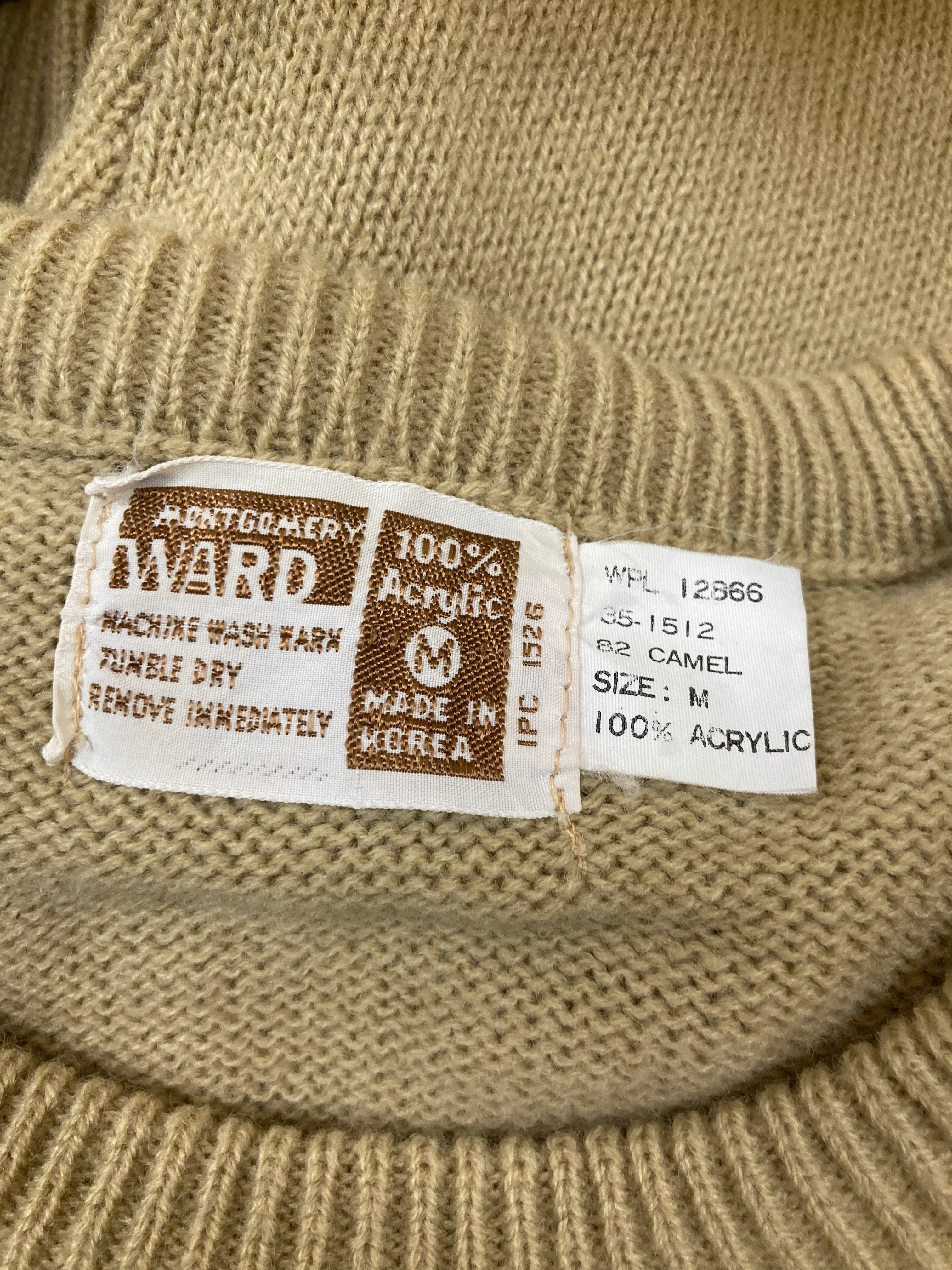 70s Crewneck Simple Tan Sweater By Montgomery Ward - Image 4
