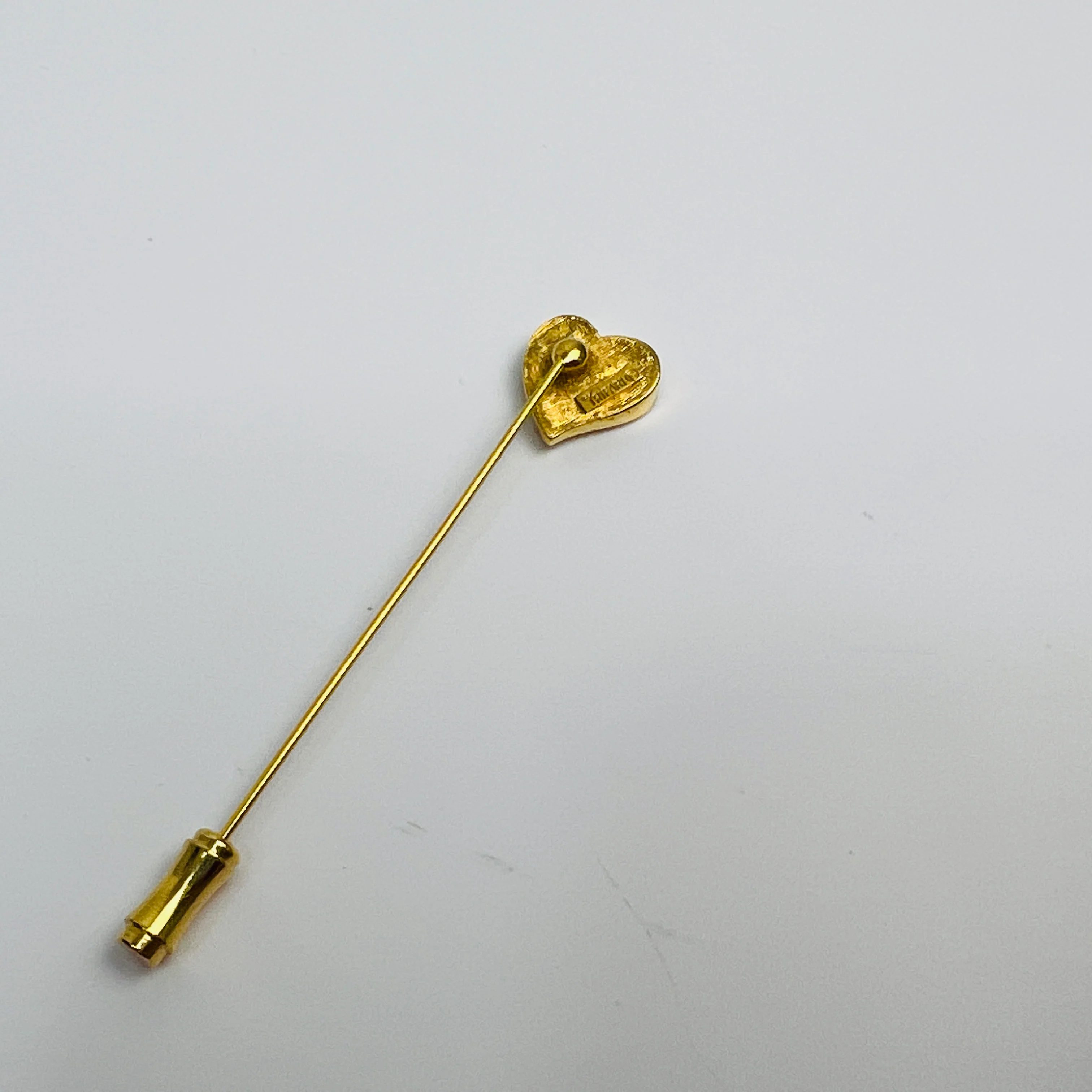 70s Crown Trifari Stick Pin Gold Tone Heart Rhinestone By Crown Trifari - Image 8