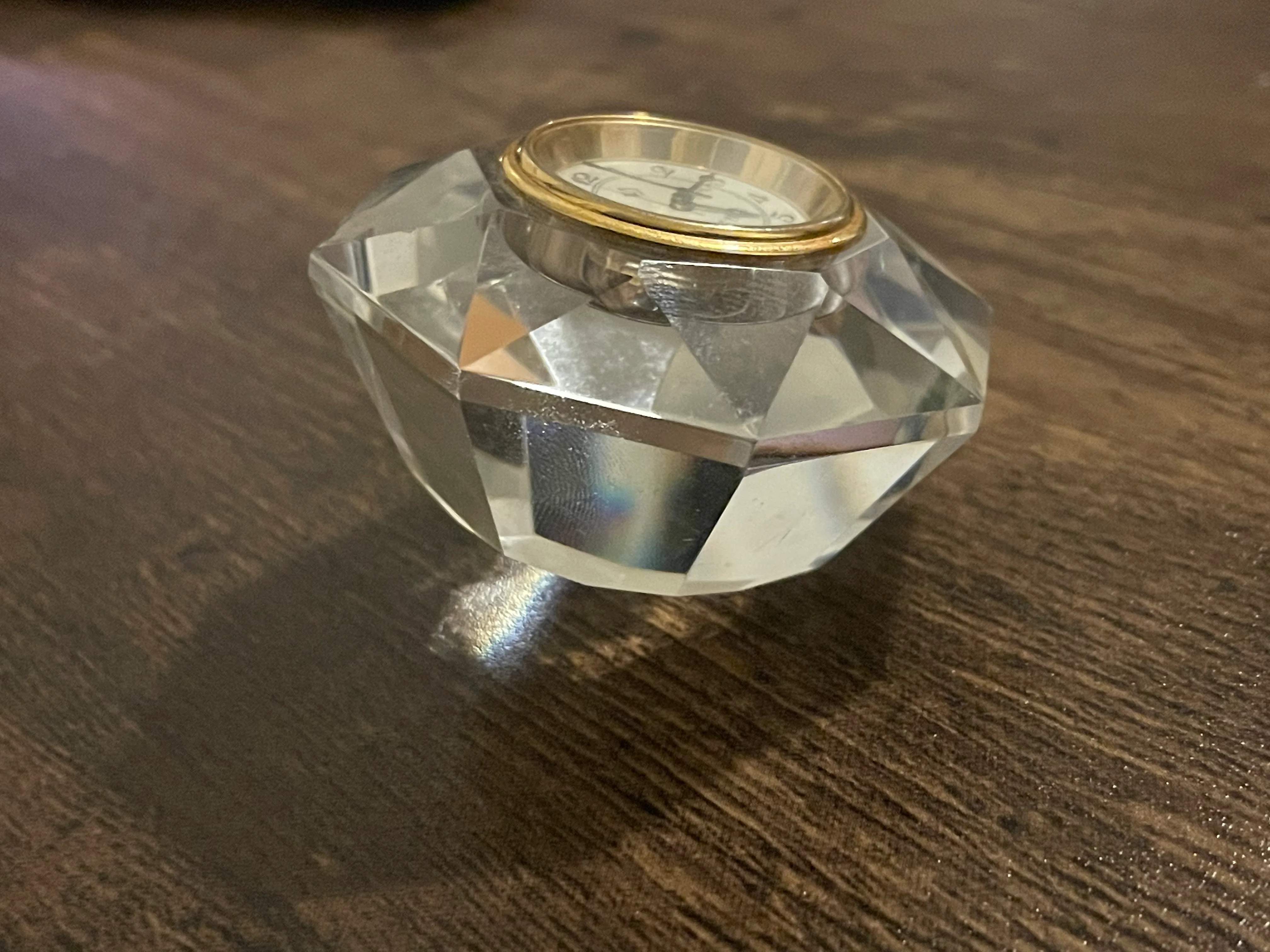 70s Crystal Desk Clock By Louis Picard - Image 5