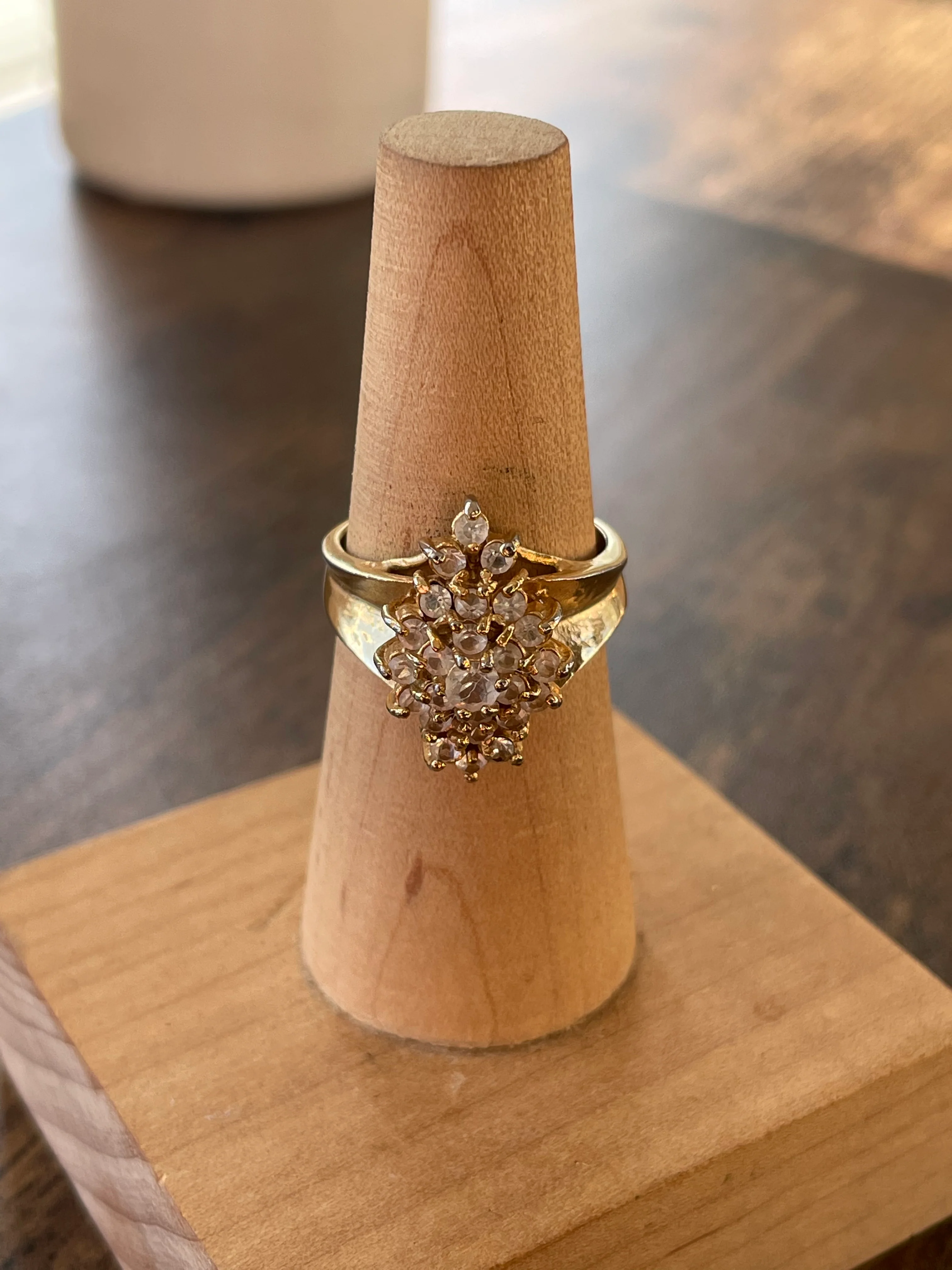 70s Cz Rhinestone Cluster Cocktail Ring - Image 4
