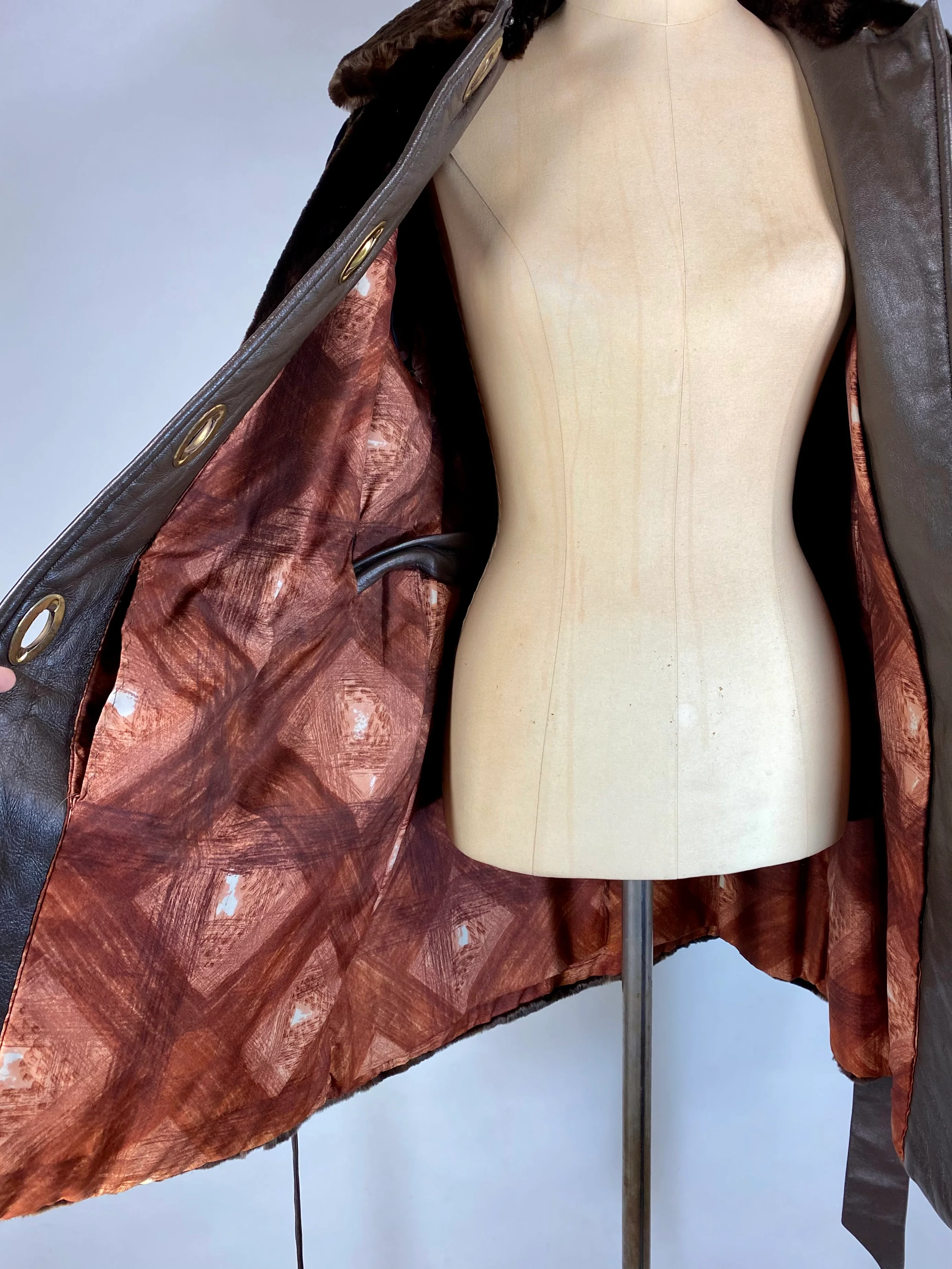 70s Dark Brown Sheared Fur And Leather Strip Coat By Ben-Ric - Image 13
