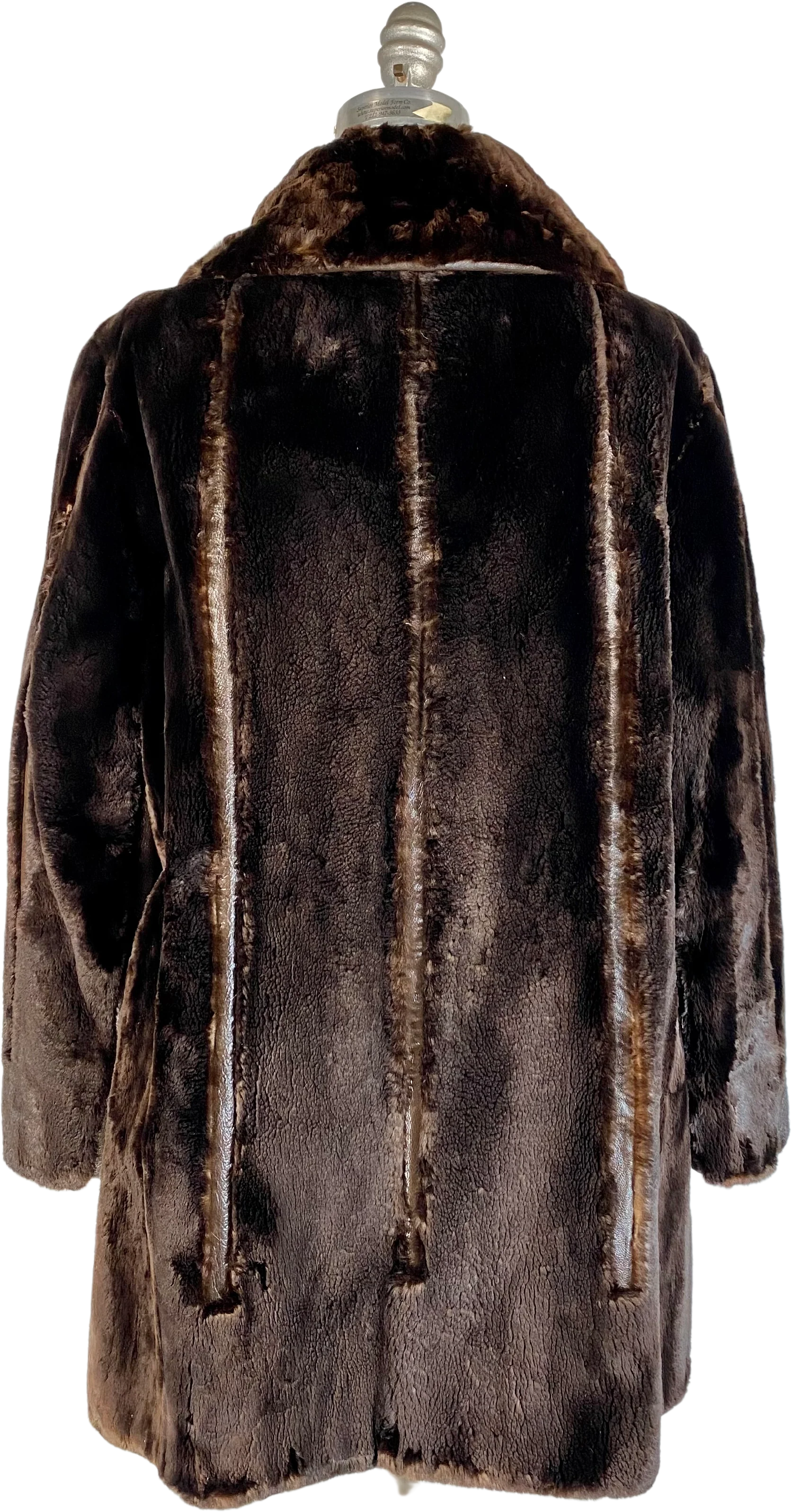 70s Dark Brown Sheared Fur And Leather Strip Coat By Ben-Ric - Image 2