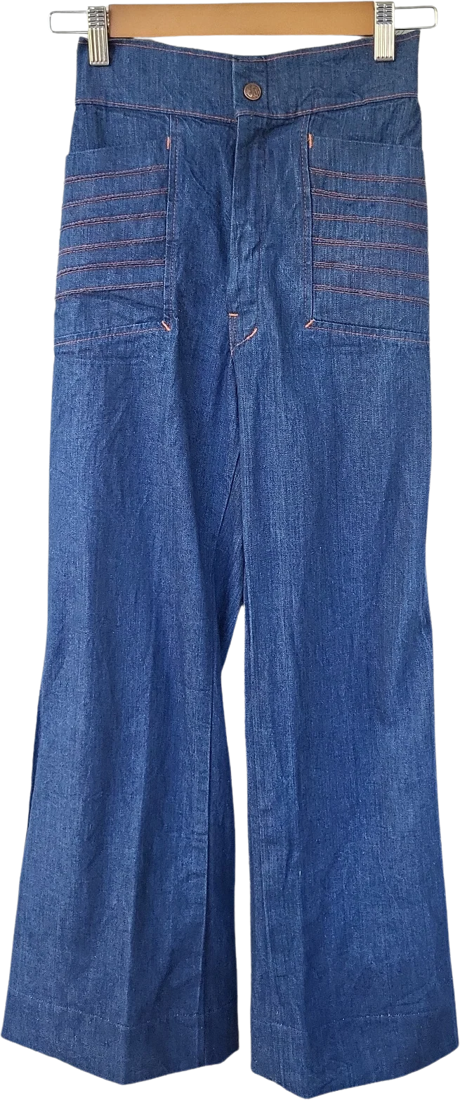 70s Dark Denim High Rise Bell Bottom Jeans