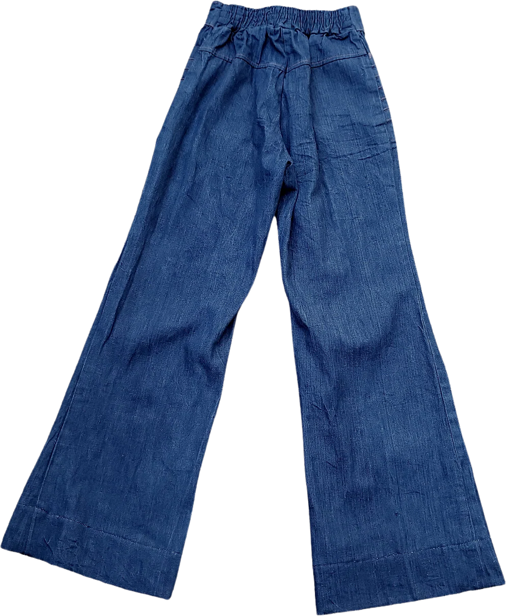 70s Dark Denim High Rise Bell Bottom Jeans - Image 2