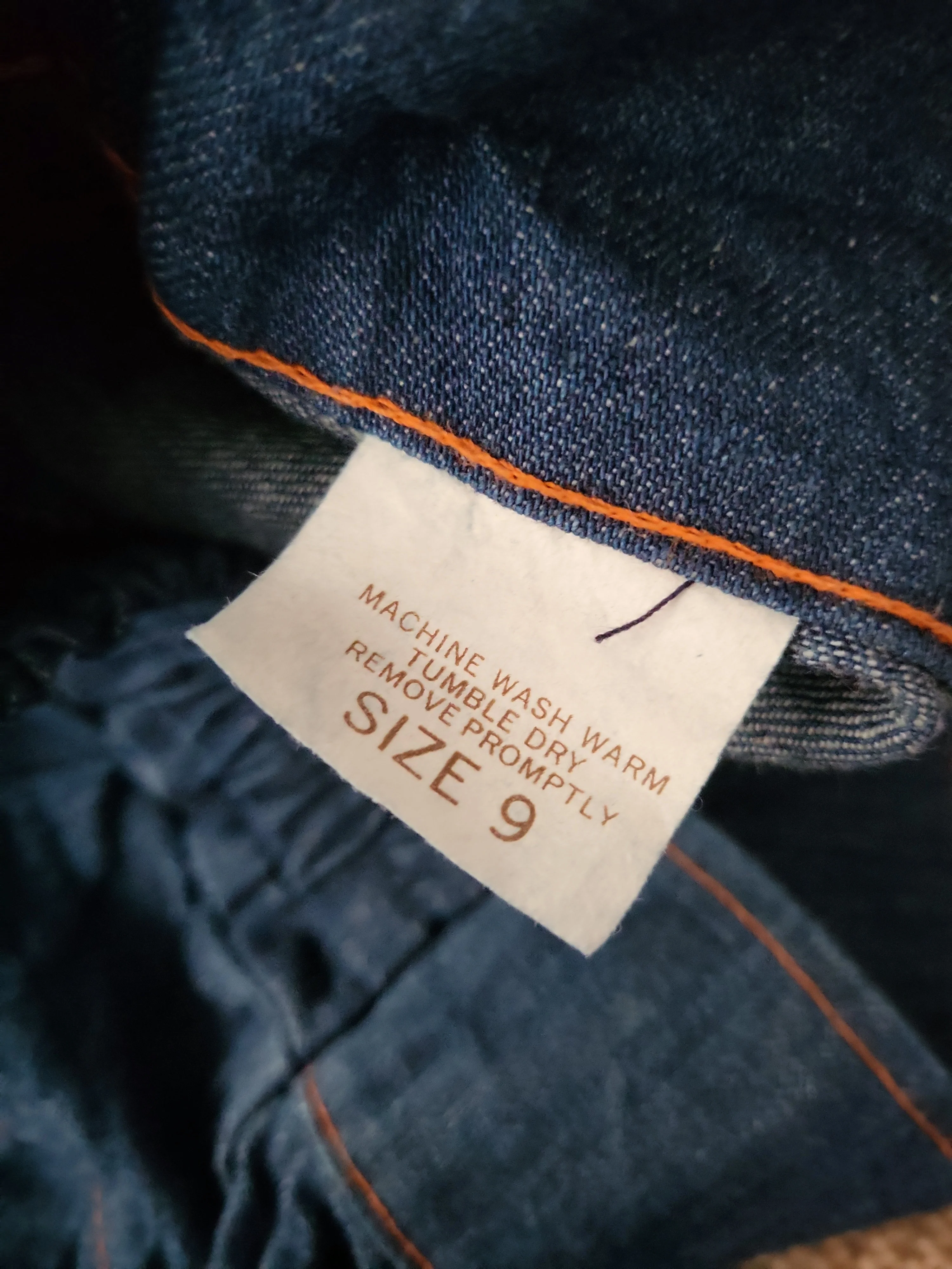 70s Dark Denim High Rise Bell Bottom Jeans - Image 8