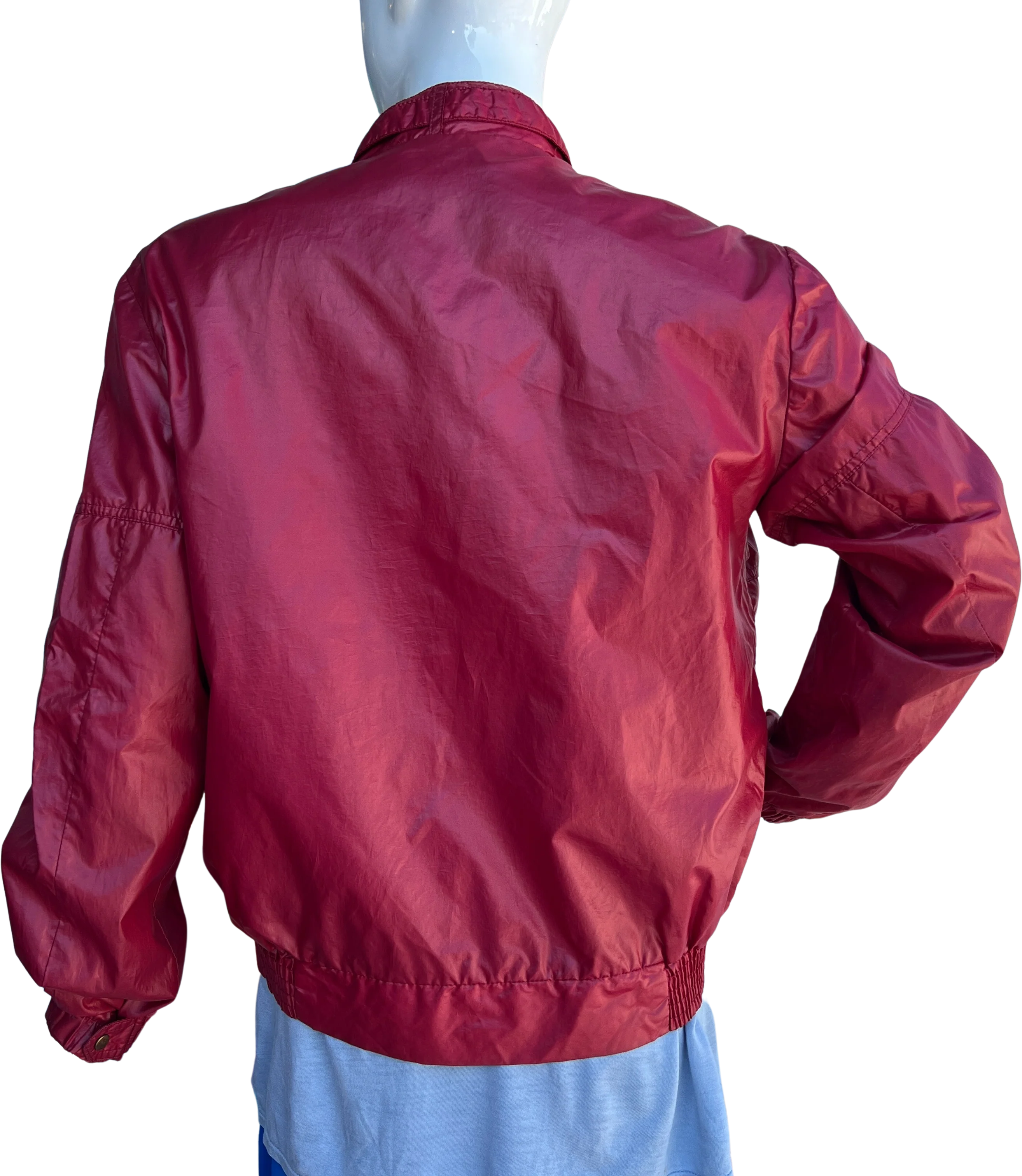 70s Dark Red Windbreaker Bomber Jacket by Turbo’s by Silton