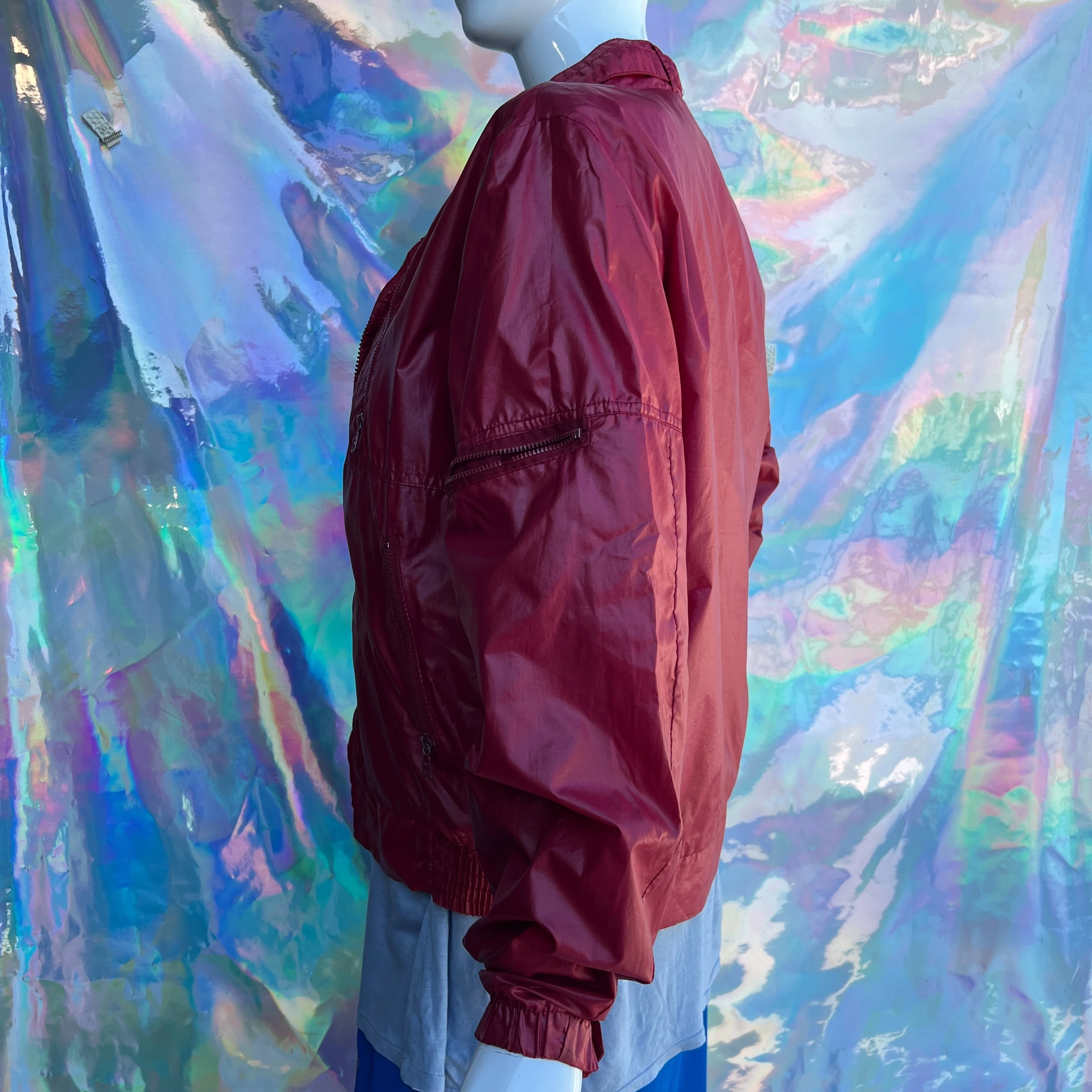 70s Dark Red Windbreaker Bomber Jacket by Turbo’s by Silton - Image 5