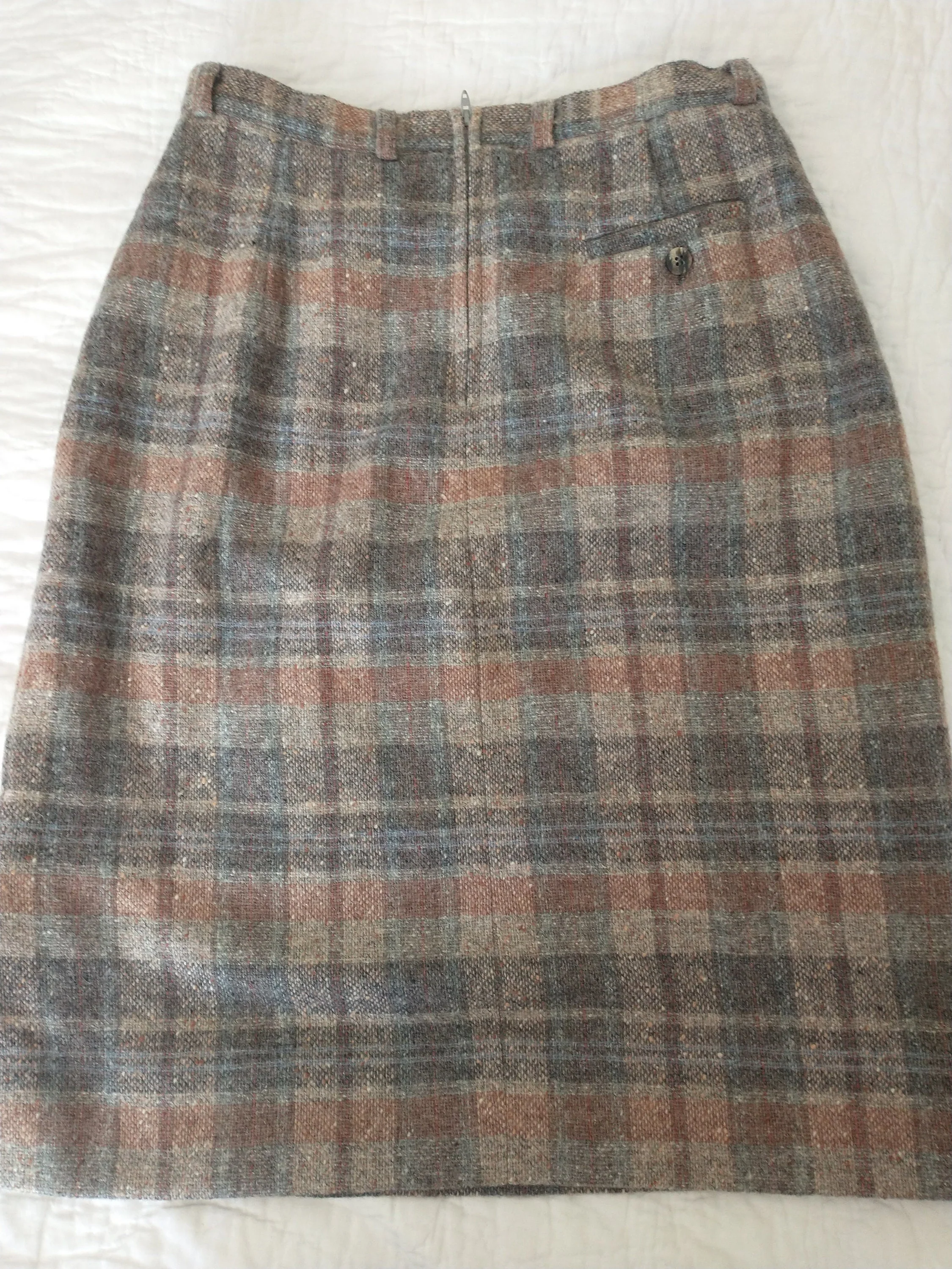 70s Darling A-Line Wool Lined Skirt Beige Cream Brown Gray Colors Women's Small To Medium by John Meyer - Image 6
