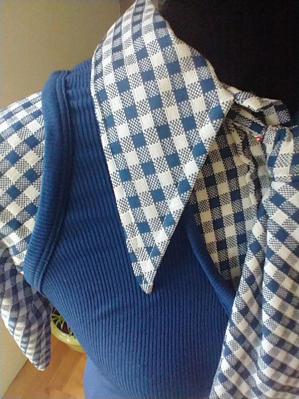 70s Deadstock Blue Retro Bodysuit Dagger Collar Tie Removable Women's Small To Medium by Radlee - Image 4
