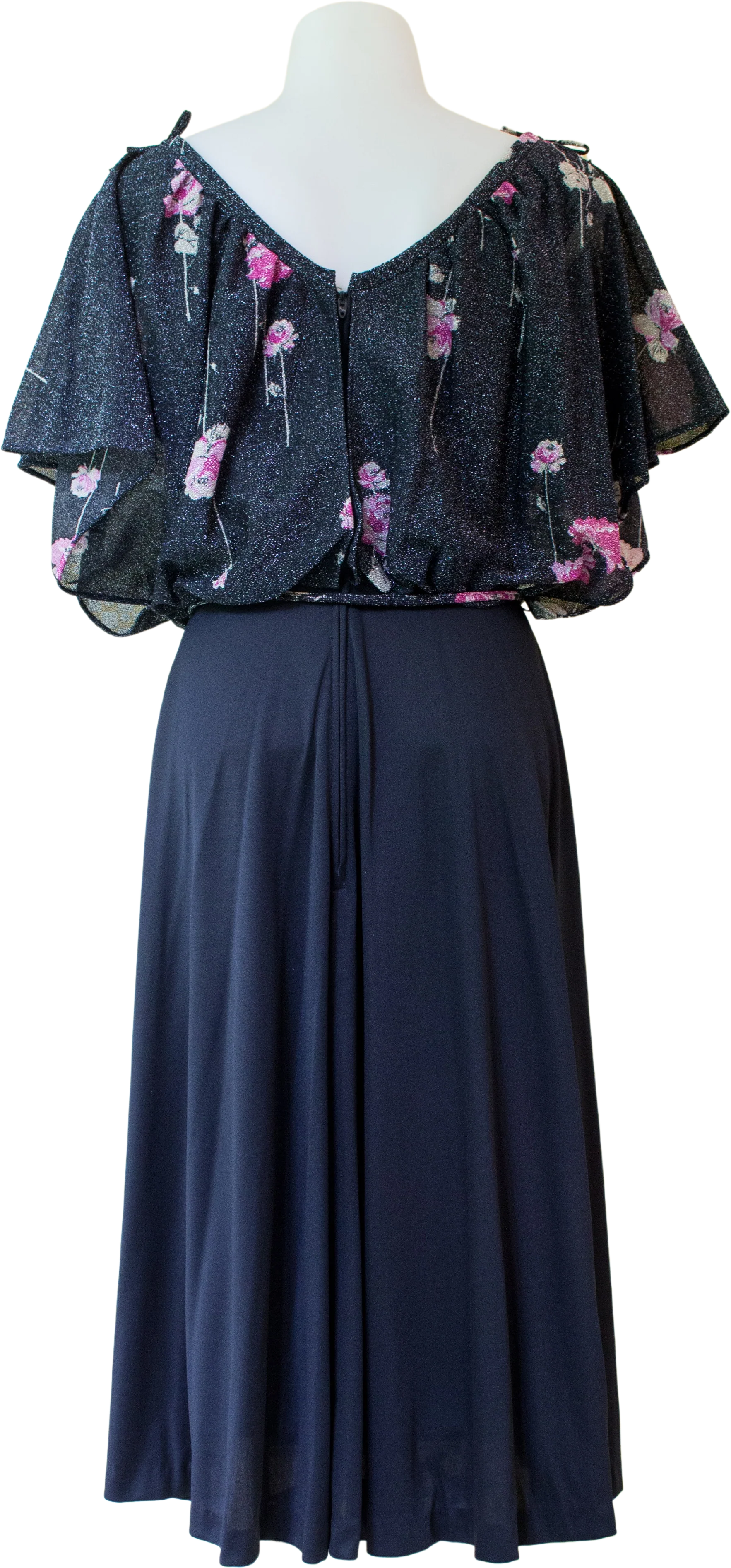 70s Deadstock Dress With Sparkly Rose Pattern By Lady Carol of New York - Image 2