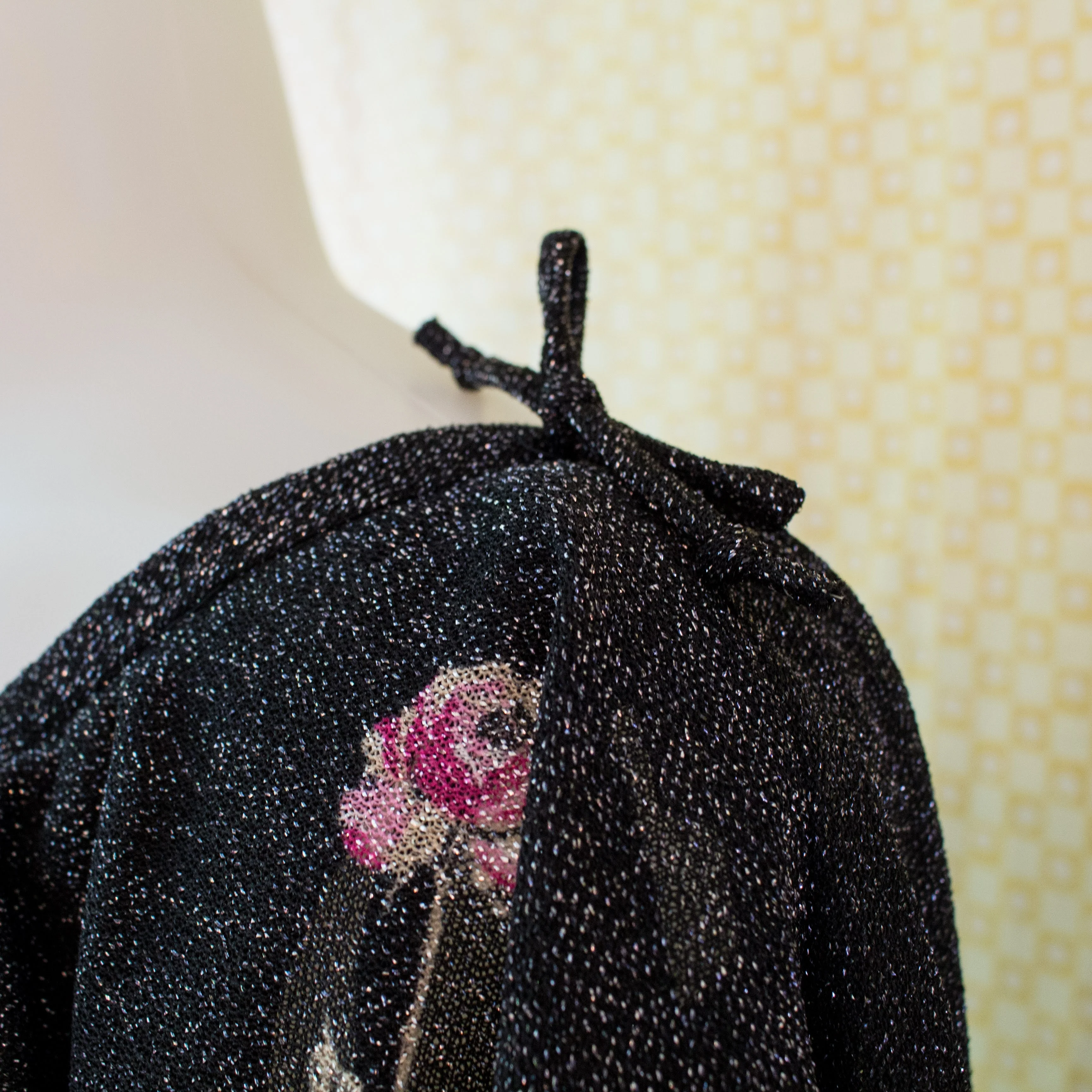 70s Deadstock Dress With Sparkly Rose Pattern By Lady Carol of New York - Image 4