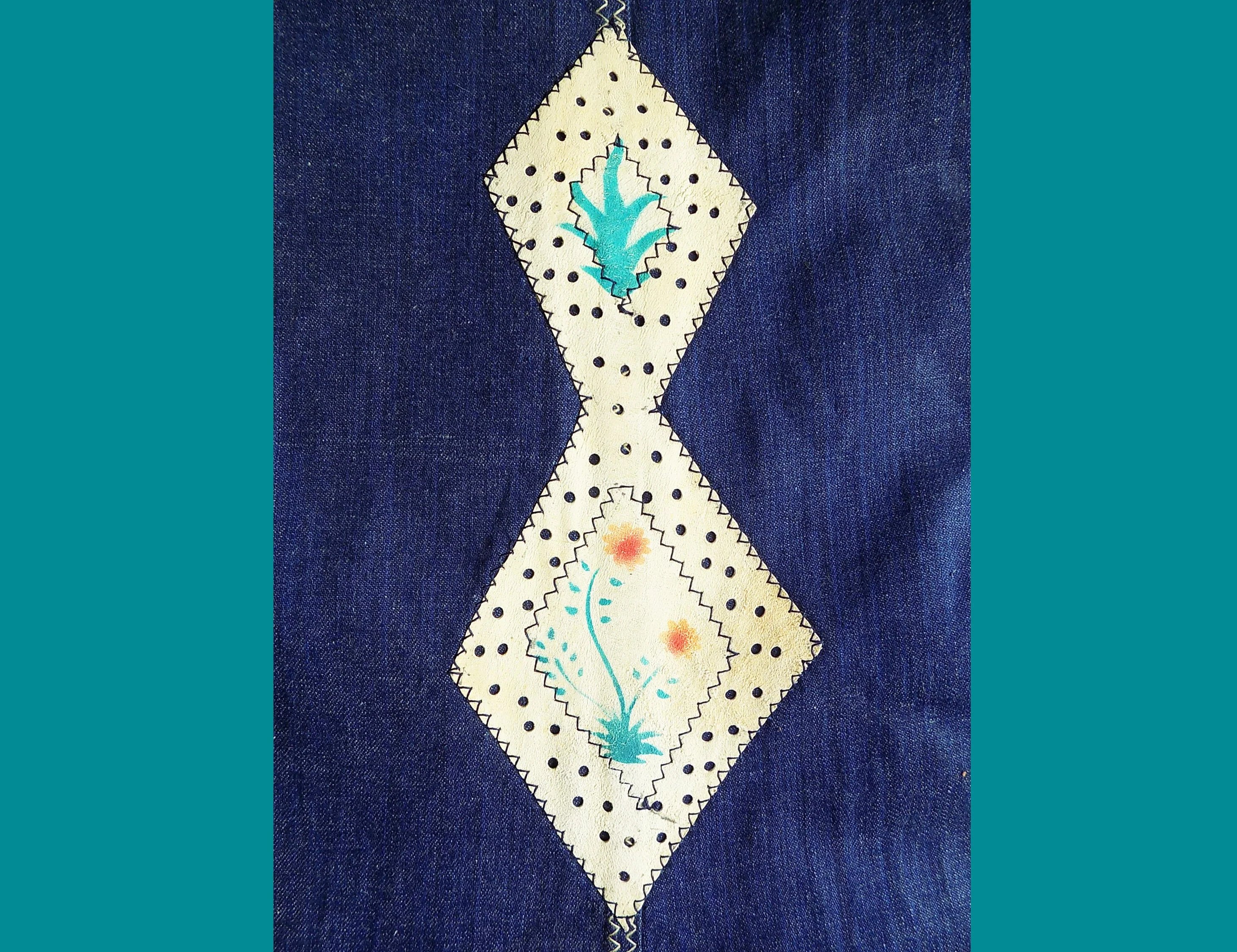 70s Deadstock Jeans with Hand Painted Deerskin Panels On The Outside Leg High Rise Metal Zipper Decorative Stitching - Image 4