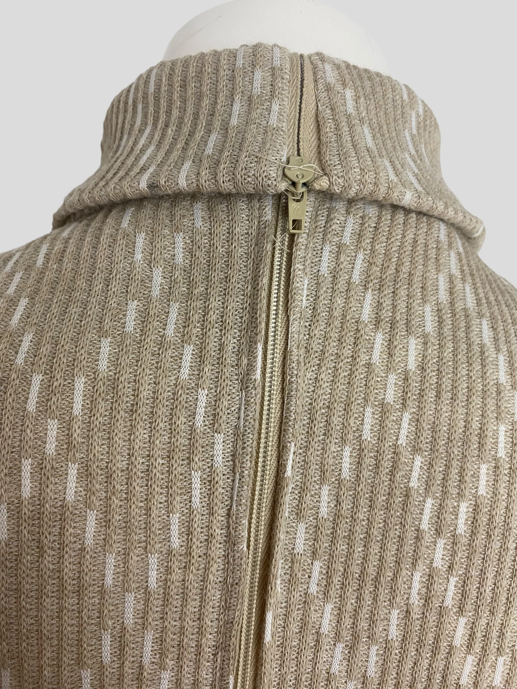 70s Deadstock Nwt Beige Fit And Flare Sweater Dress By Pedestal - Image 3