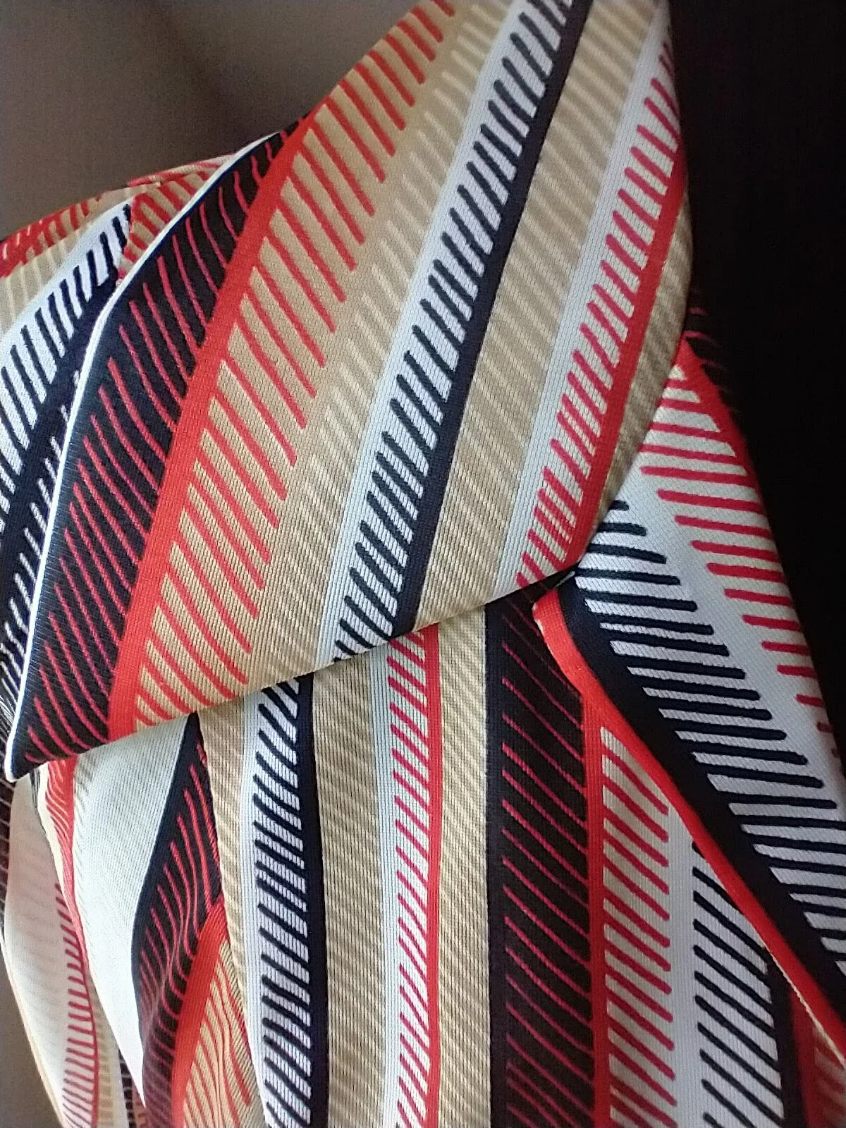 70s Deadstock Retro Striped Disco Blouse Women's Small To Medium Huge Dagger Collar by Jeunique - Image 10