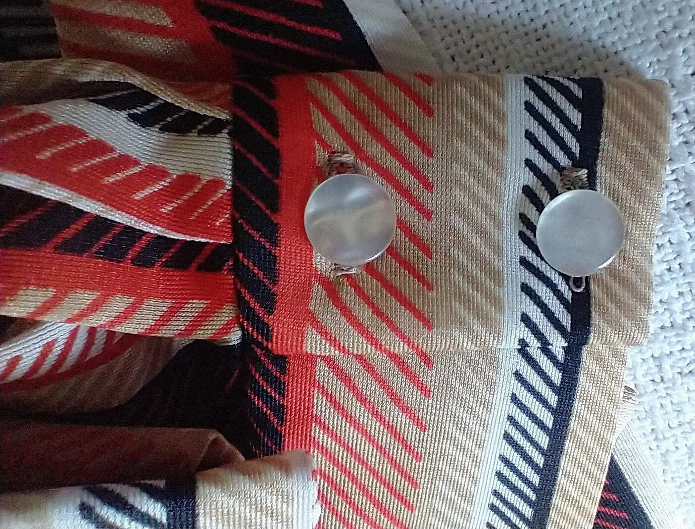 70s Deadstock Retro Striped Disco Blouse Women's Small To Medium Huge Dagger Collar by Jeunique - Image 6