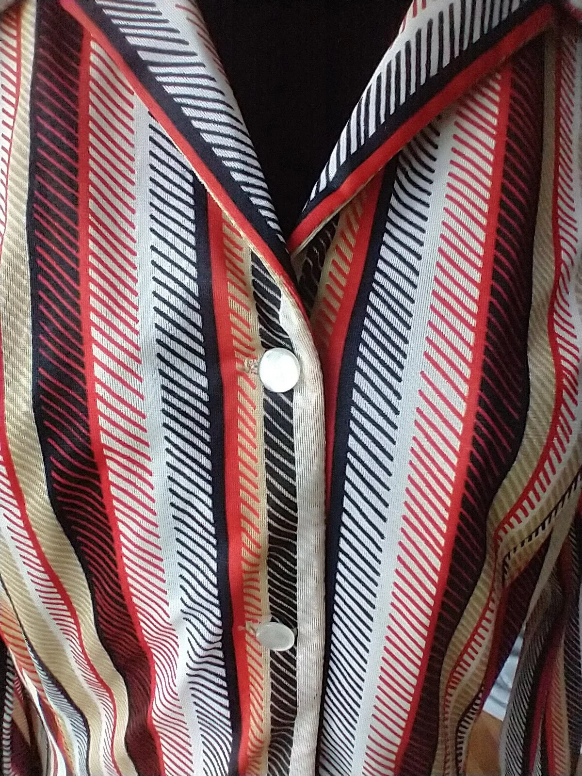 70s Deadstock Retro Striped Disco Blouse Women's Small To Medium Huge Dagger Collar by Jeunique - Image 8