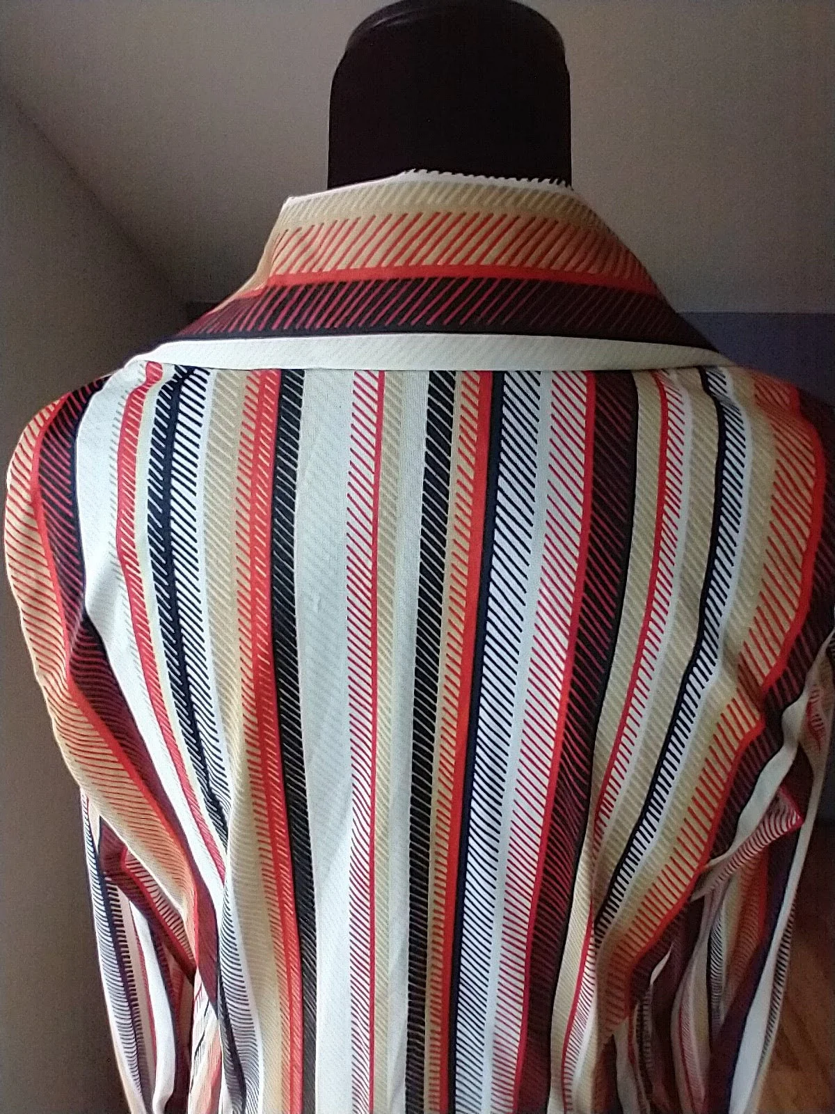 70s Deadstock Retro Striped Disco Blouse Women's Small To Medium Huge Dagger Collar by Jeunique - Image 9