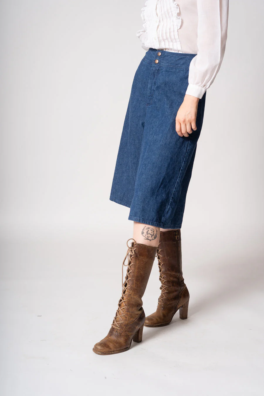 70s Denim Culottes Jeans - Image 2