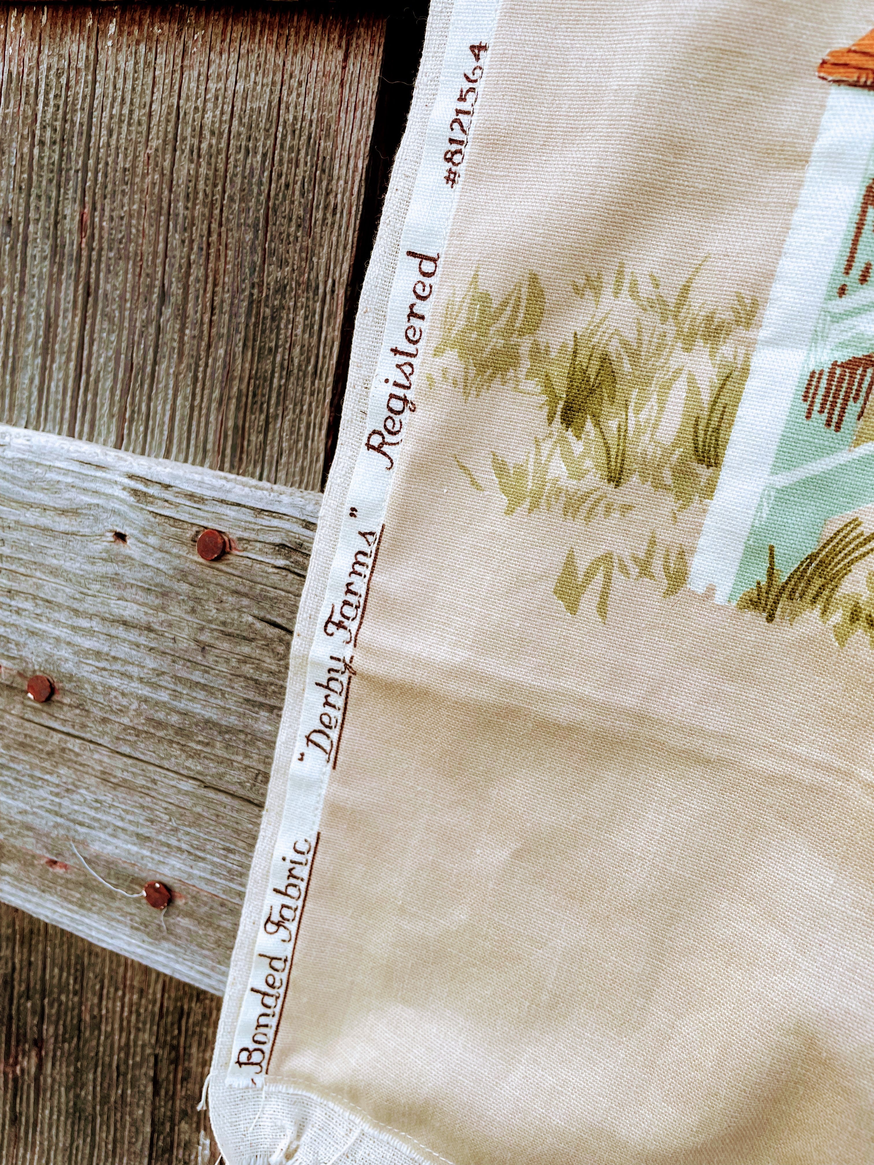 70s "derby Farms" Fabric Piece Horses Rustic By Waverly - Image 13