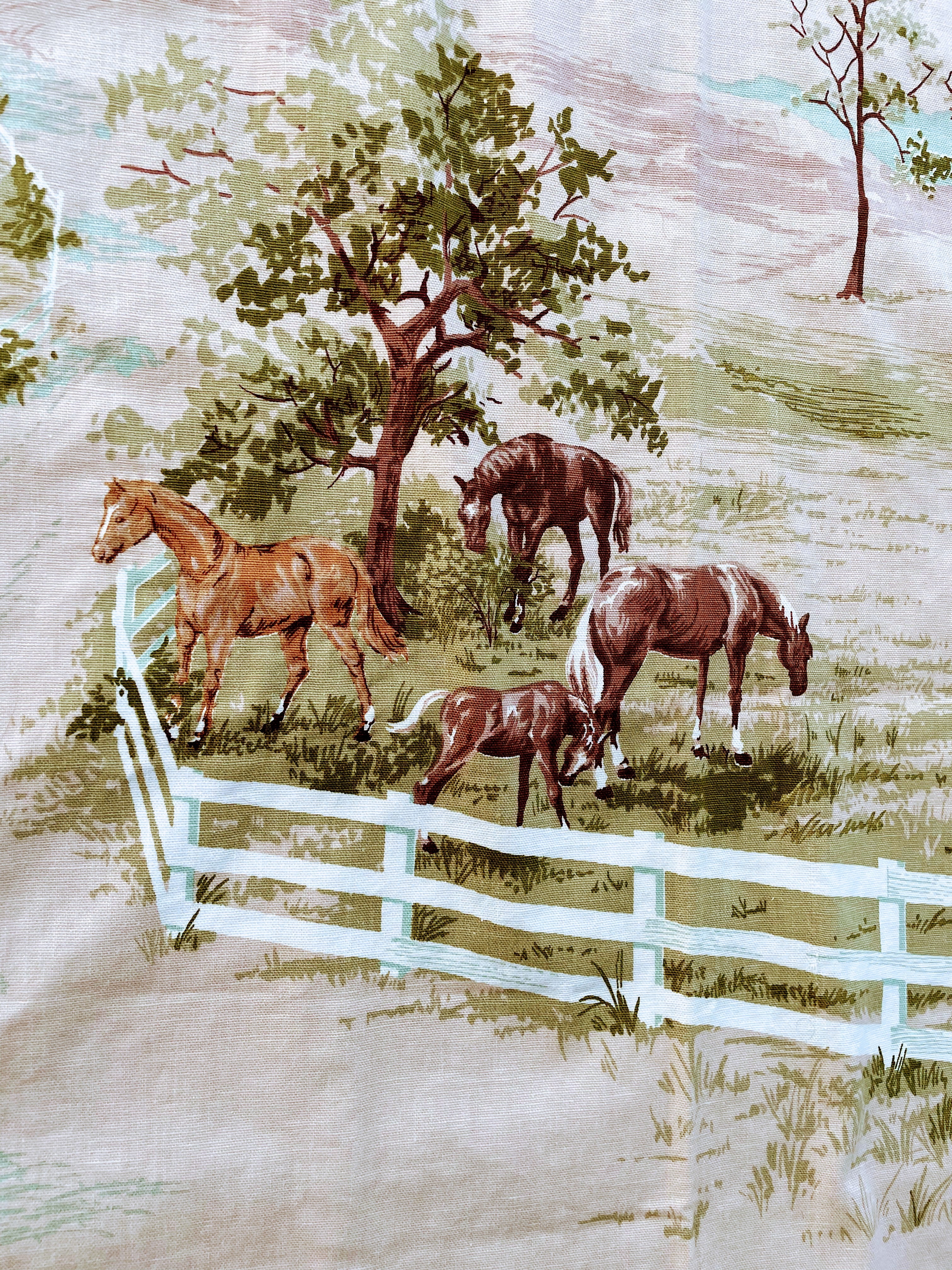 70s "derby Farms" Fabric Piece Horses Rustic By Waverly - Image 8