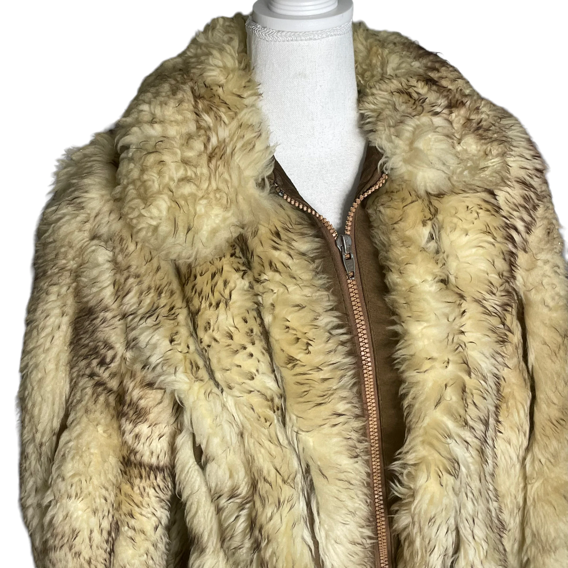 70s Designer Lambskin Fur Leather Coat Size Small By Dino Ricco - Image 3