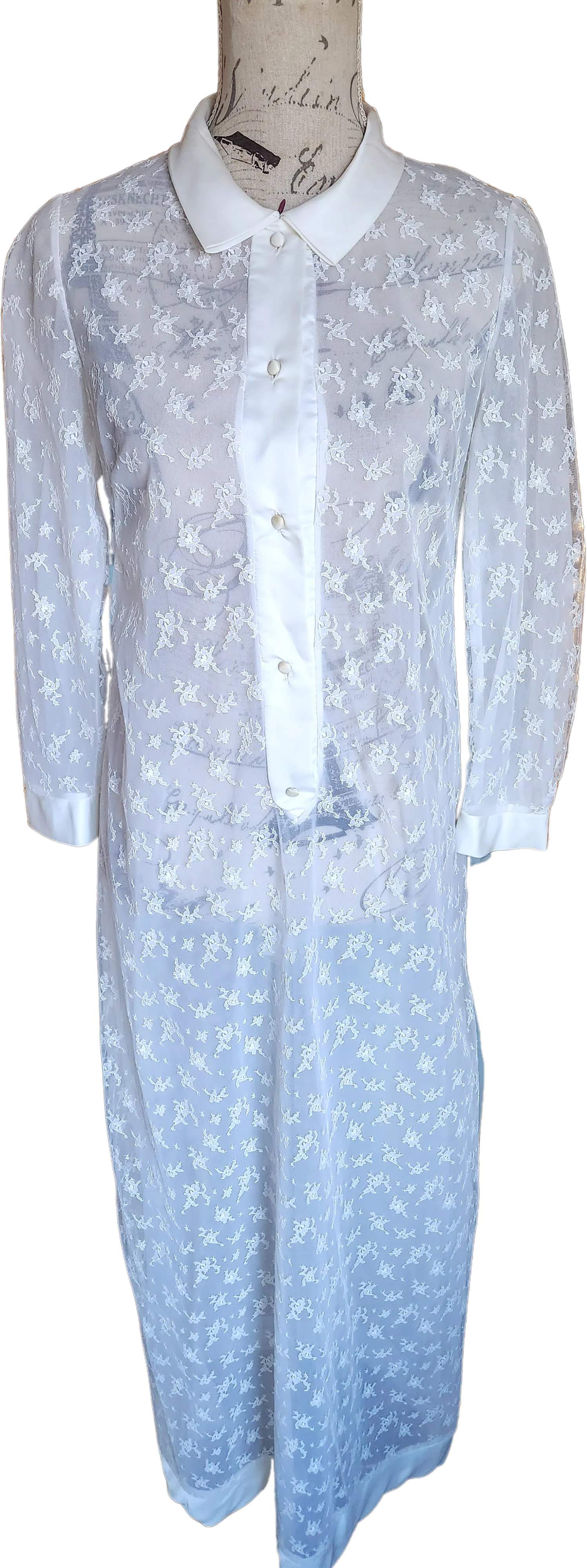 70s Designer White Lace Bridal Nightgown By Christian Dior