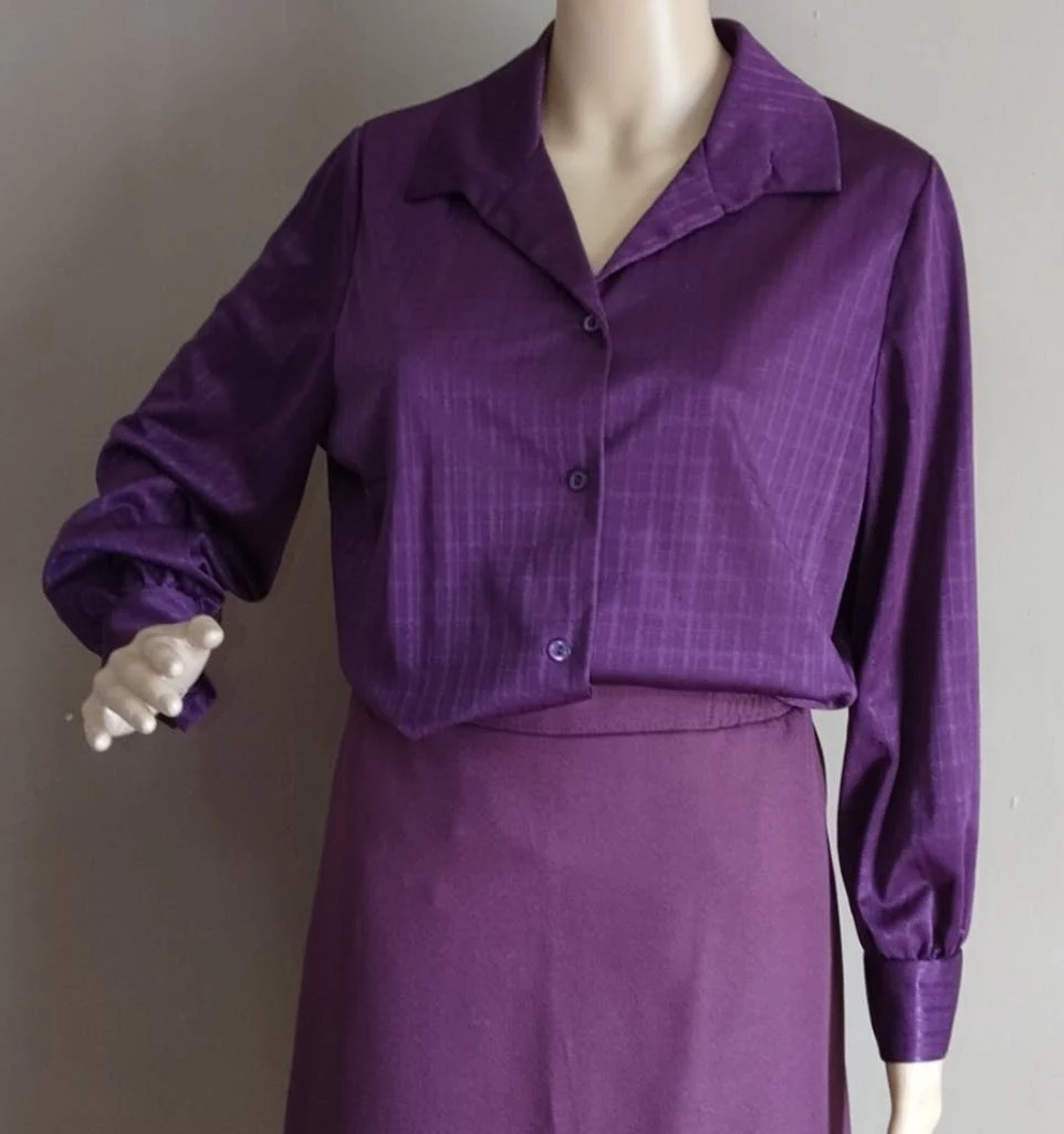 70s 70's Plum Purple Skirt Suit By Donovan Galvani Of Dallas - Image 5