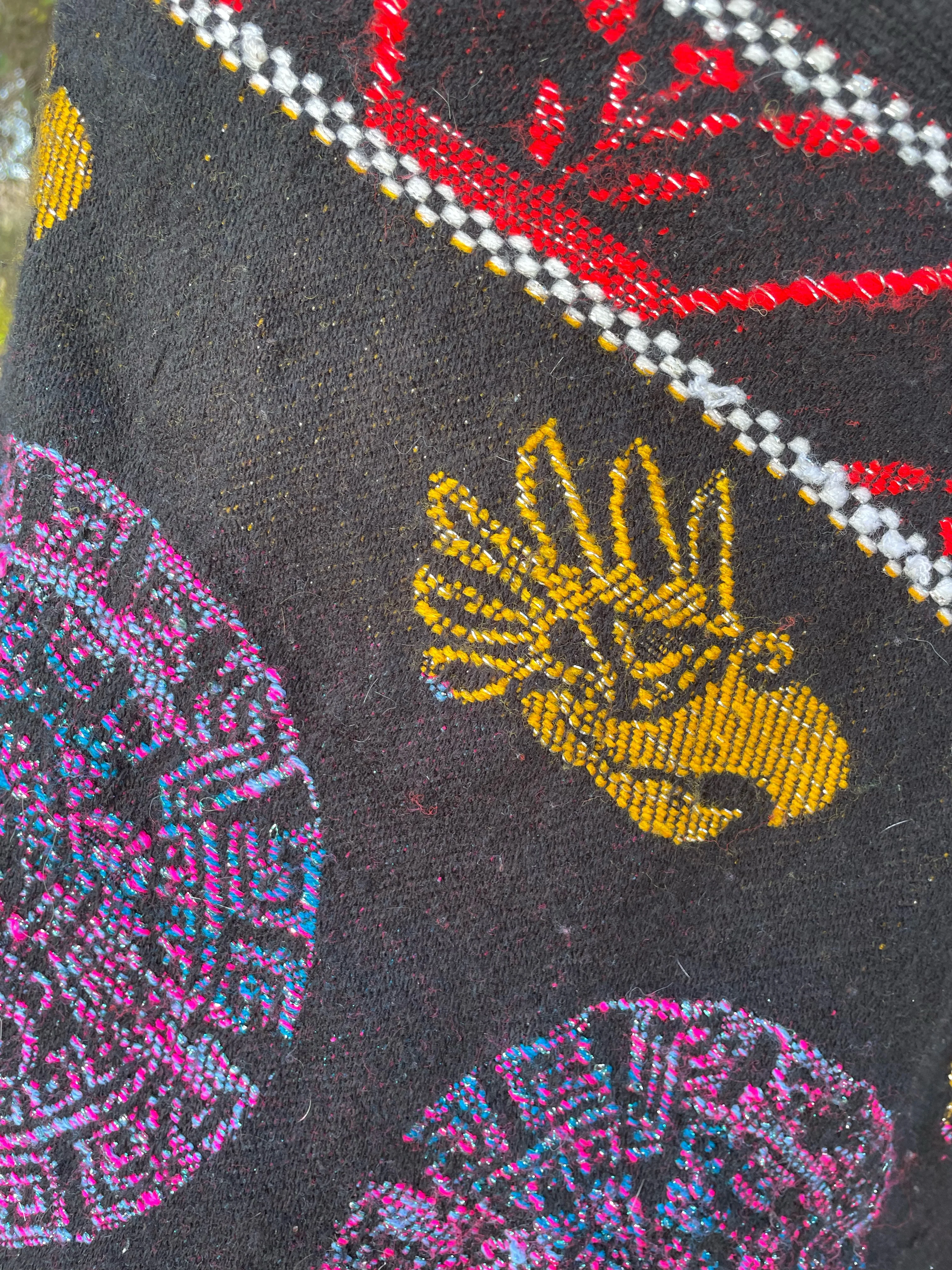 70s Vintage Mexico Geometrical Fringed Poncho - Image 15