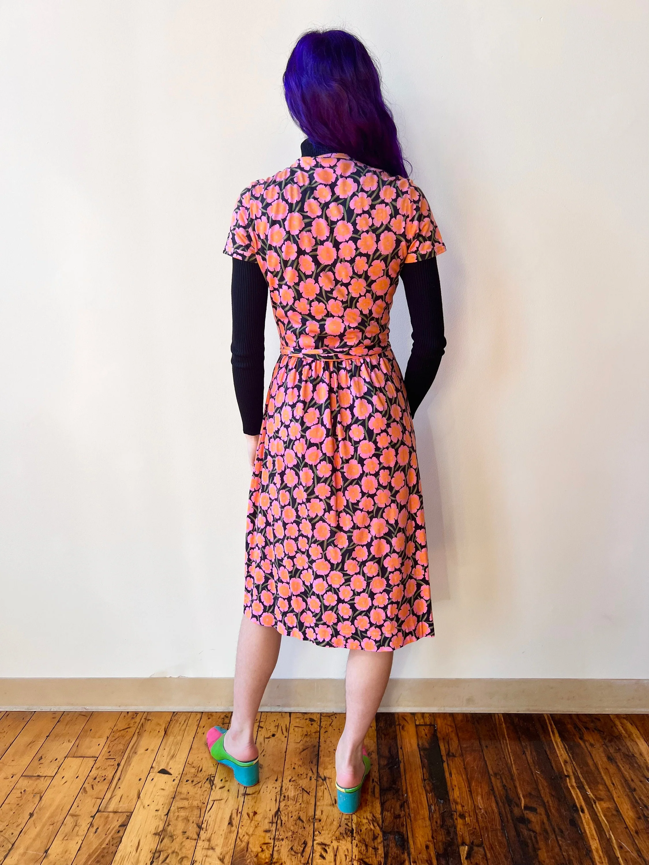 70s Diane Von Furstenberg Italian Cotton Rayon Wrap Dress Floral Print Dyed by  Diane Von Furstenberg - Image 6
