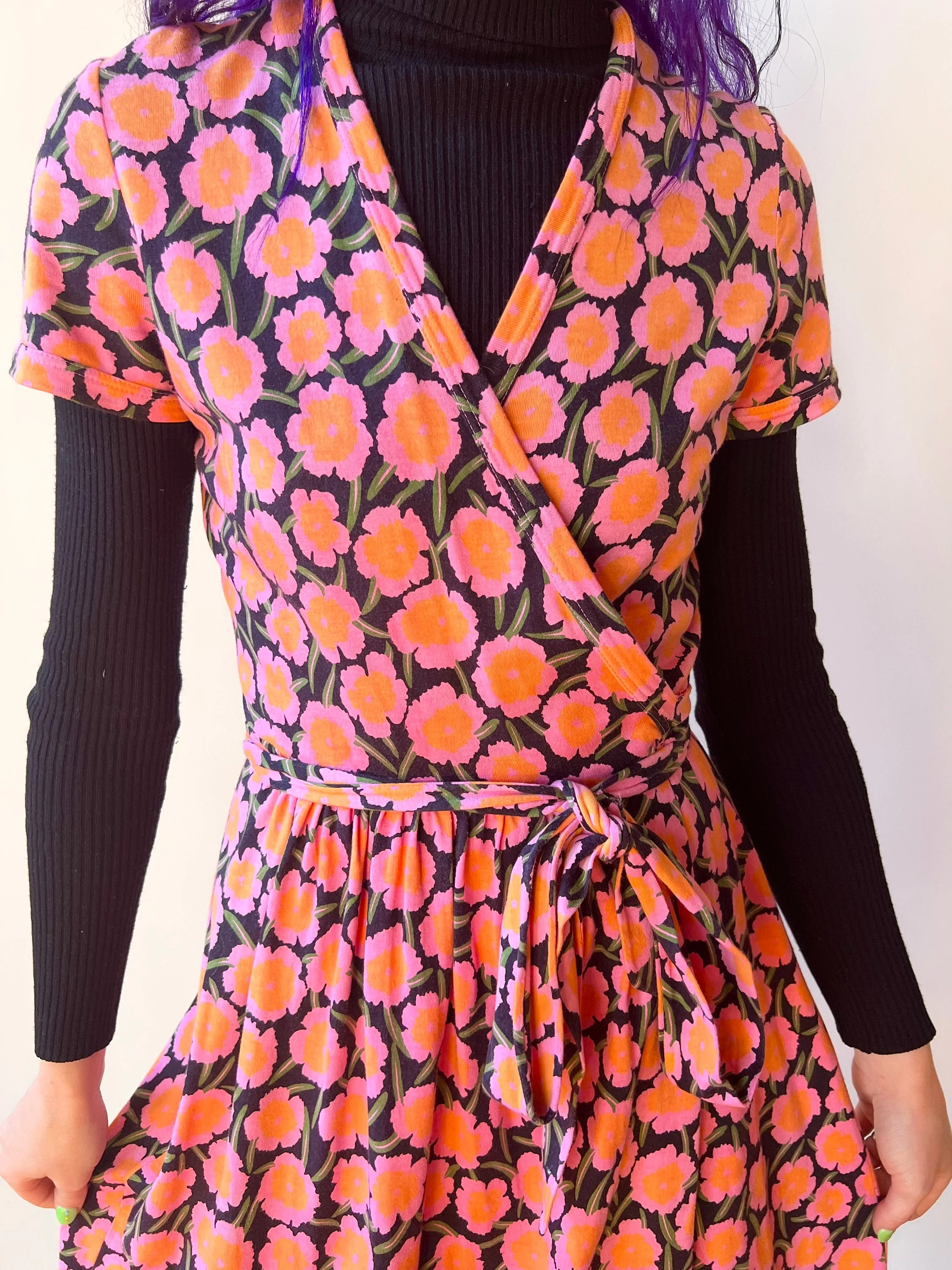 70s Diane Von Furstenberg Italian Cotton Rayon Wrap Dress Floral Print Dyed by  Diane Von Furstenberg - Image 7