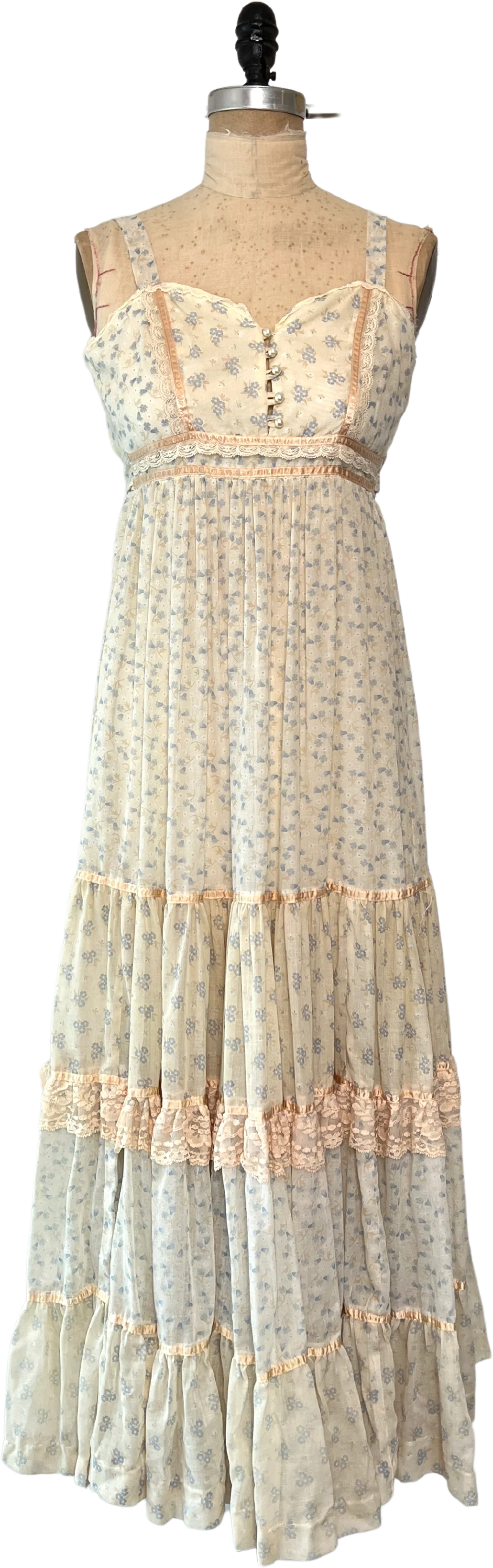 70s Ditsy Floral Maxi Dress by Gunne Sax