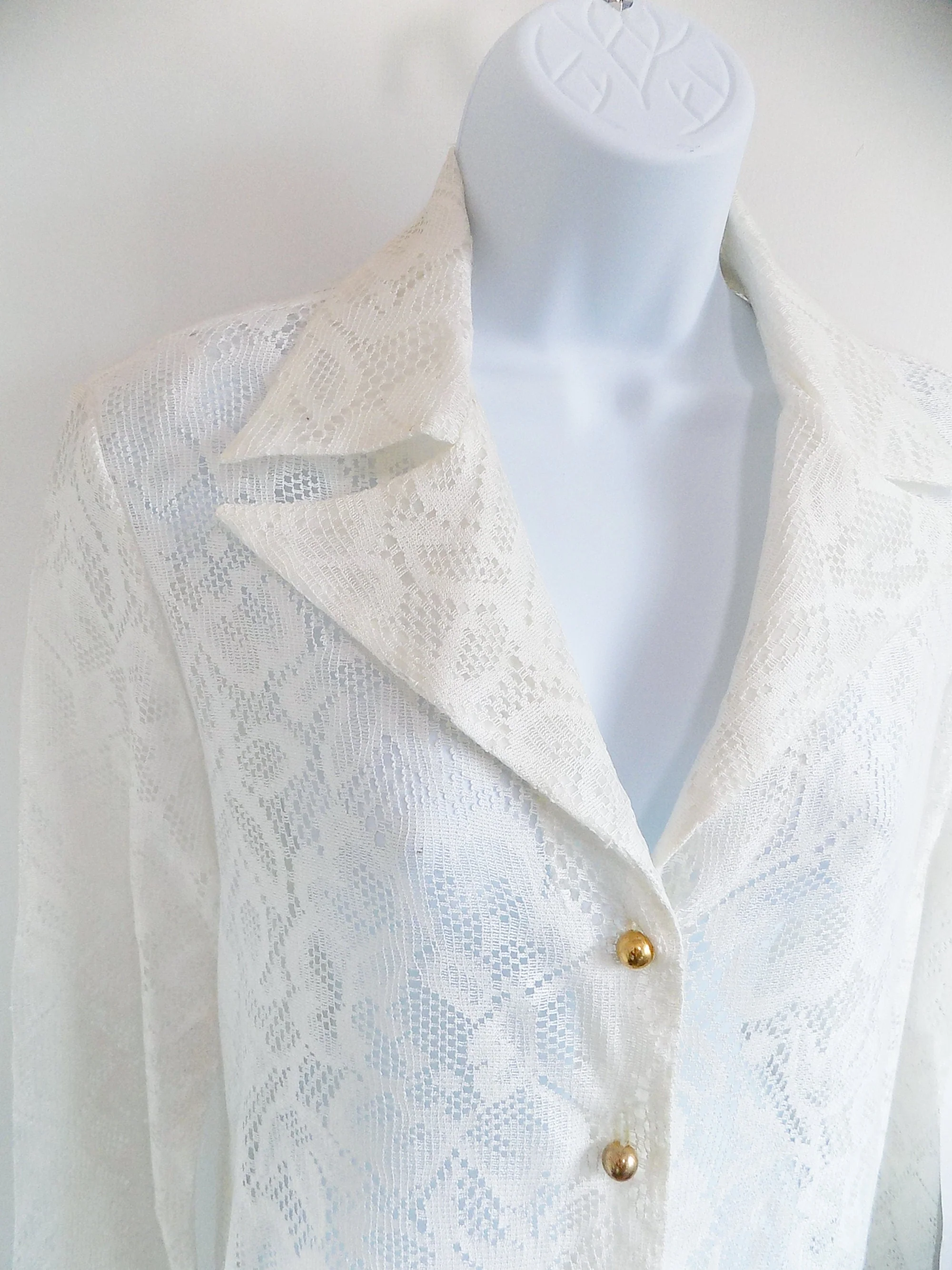 70s Dotti See Through Top Tunic Length Beach Cover Up Jacket Coat White Summer Sexy Vixen Pin Up Resort by Dotti - Image 2