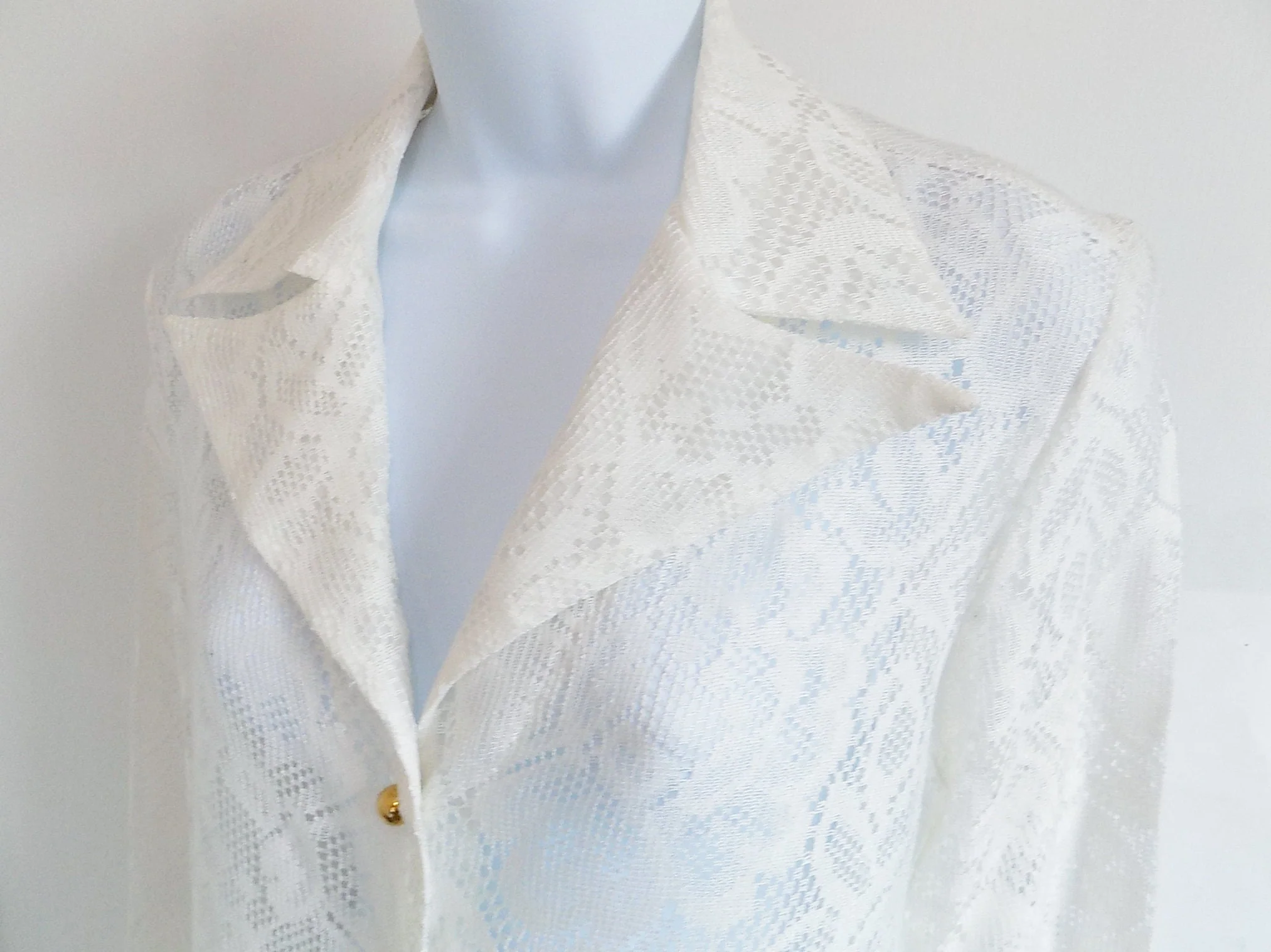 70s Dotti See Through Top Tunic Length Beach Cover Up Jacket Coat White Summer Sexy Vixen Pin Up Resort by Dotti - Image 4