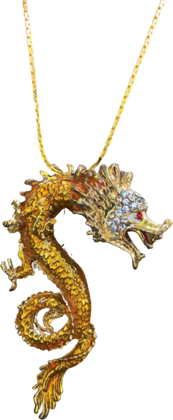 70s Dragon Pendant Asain Necklace
